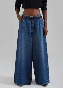 The Frankie Shop Sasha Wide Leg Jeans Dark Blue Outlet