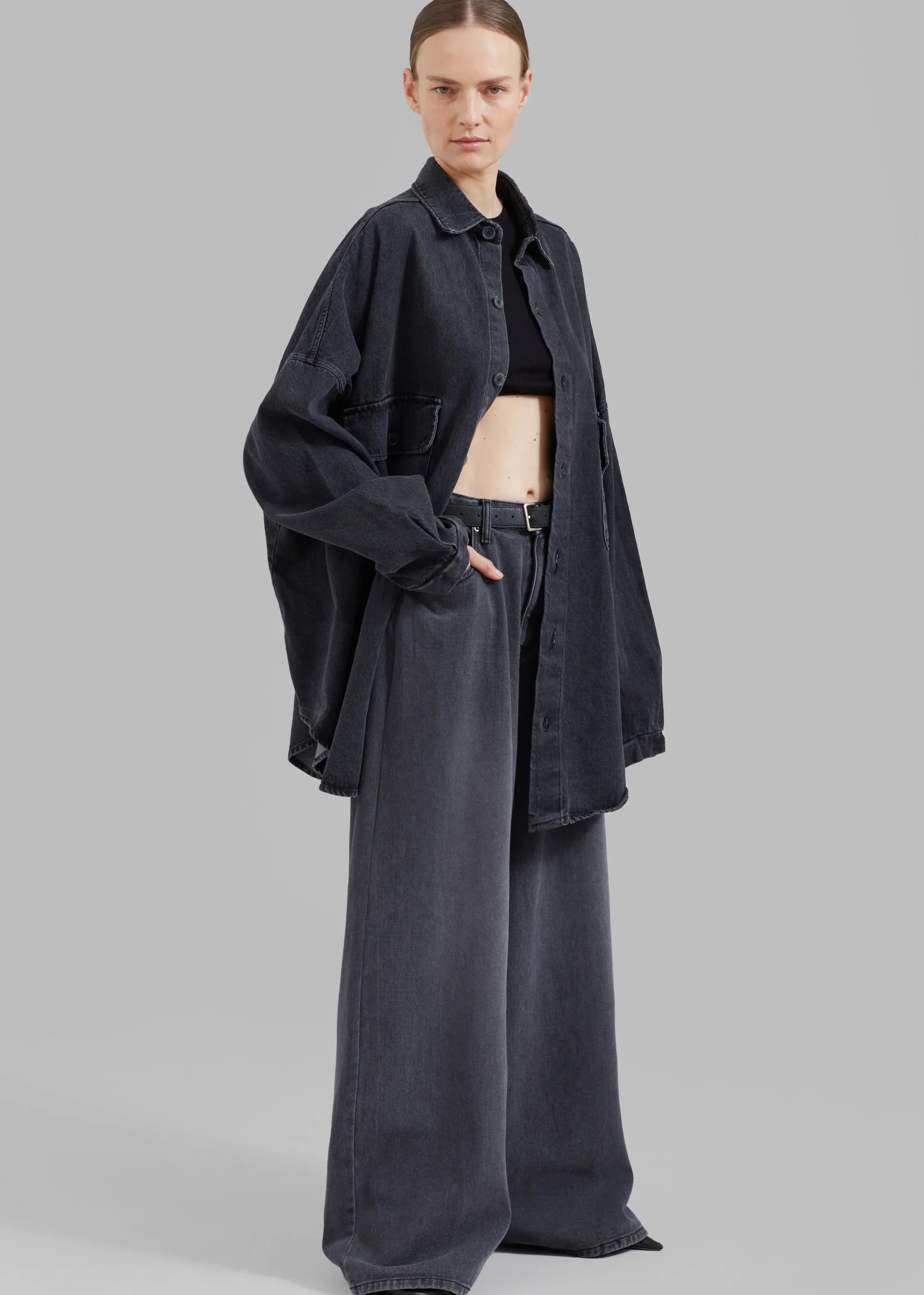 The Frankie Shop Sasha Wide Leg Jeans Dark Grey
