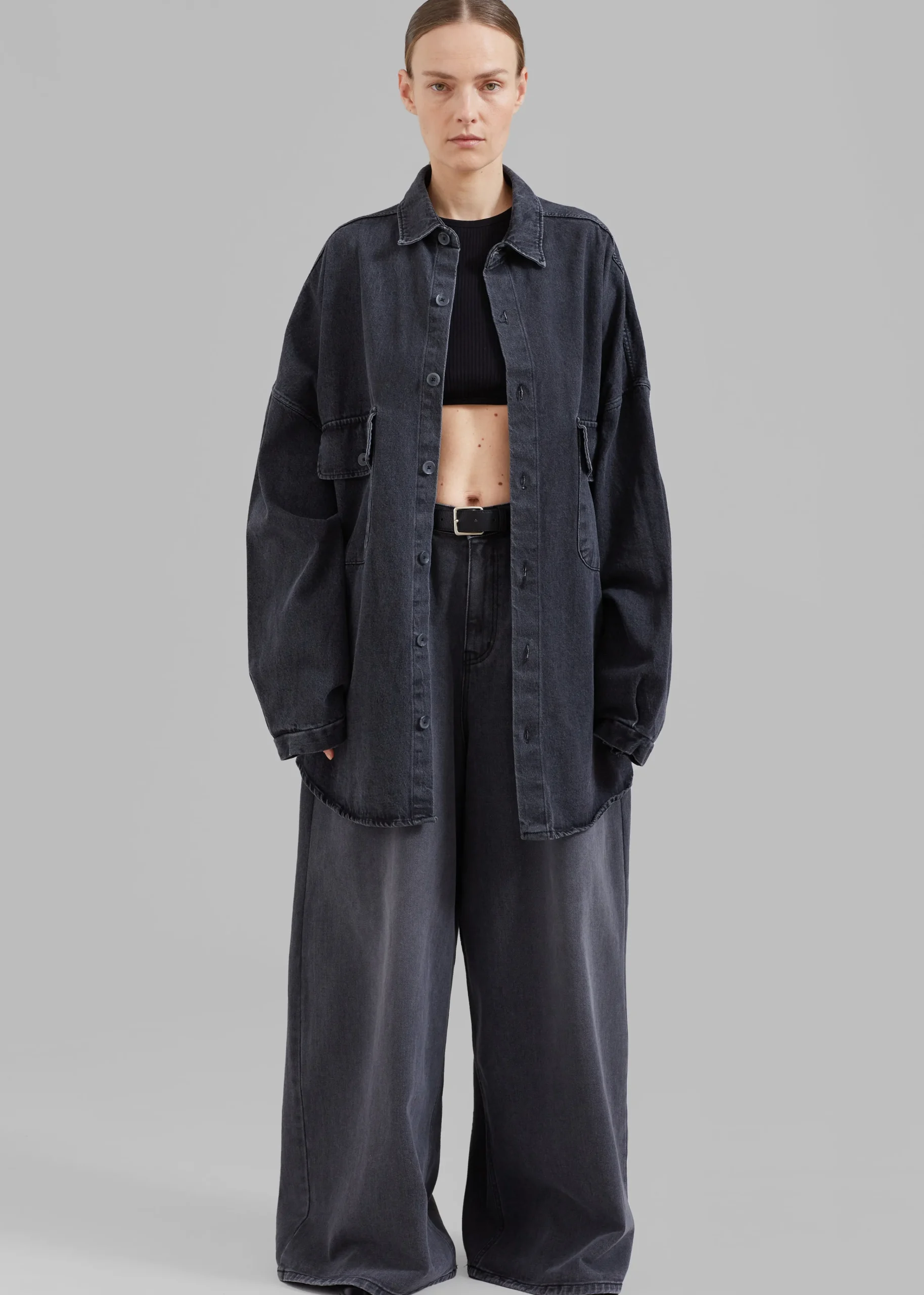 The Frankie Shop Sasha Wide Leg Jeans Dark Grey