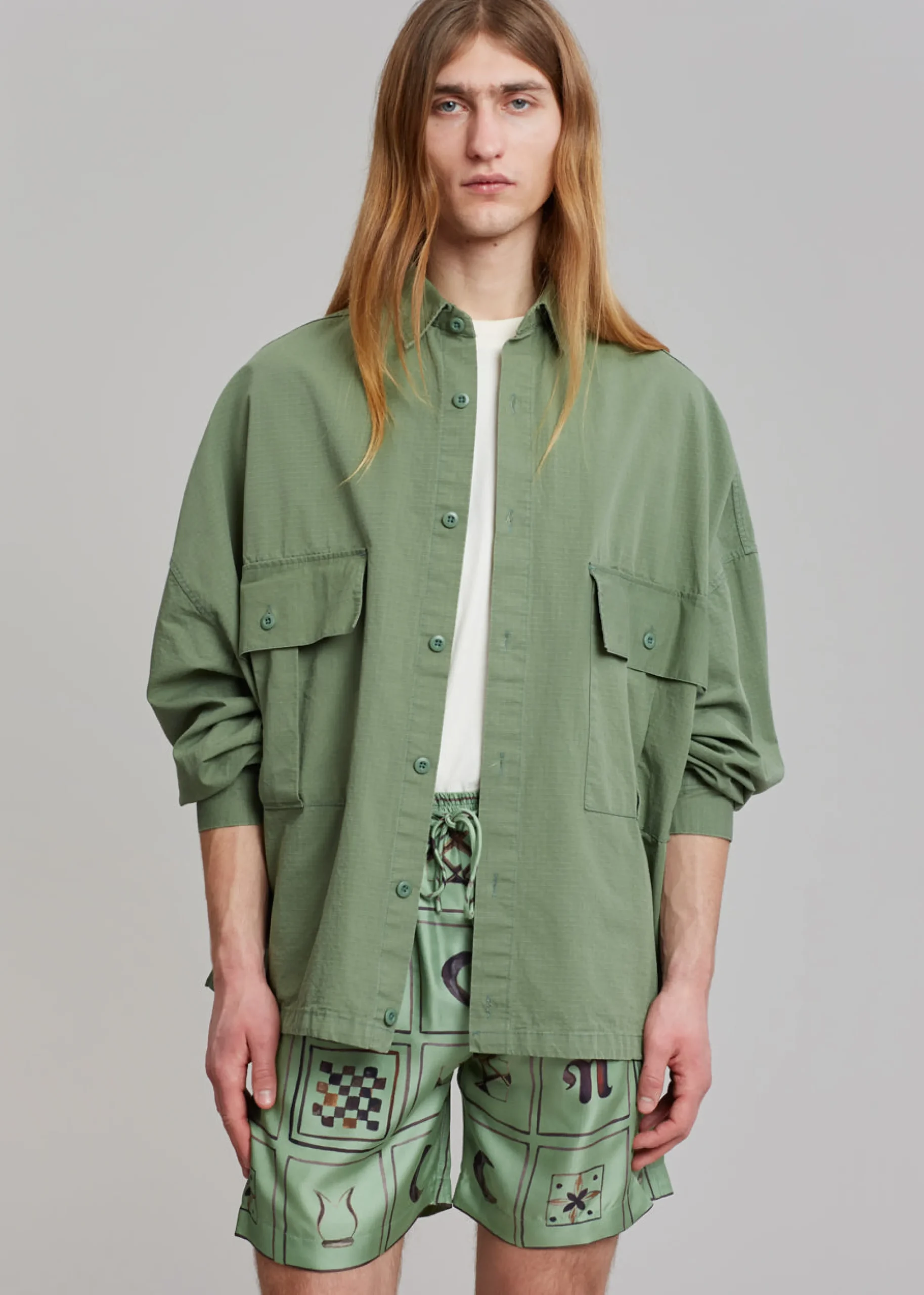 The Frankie Shop Seb Cargo Shirt Army Green Outlet