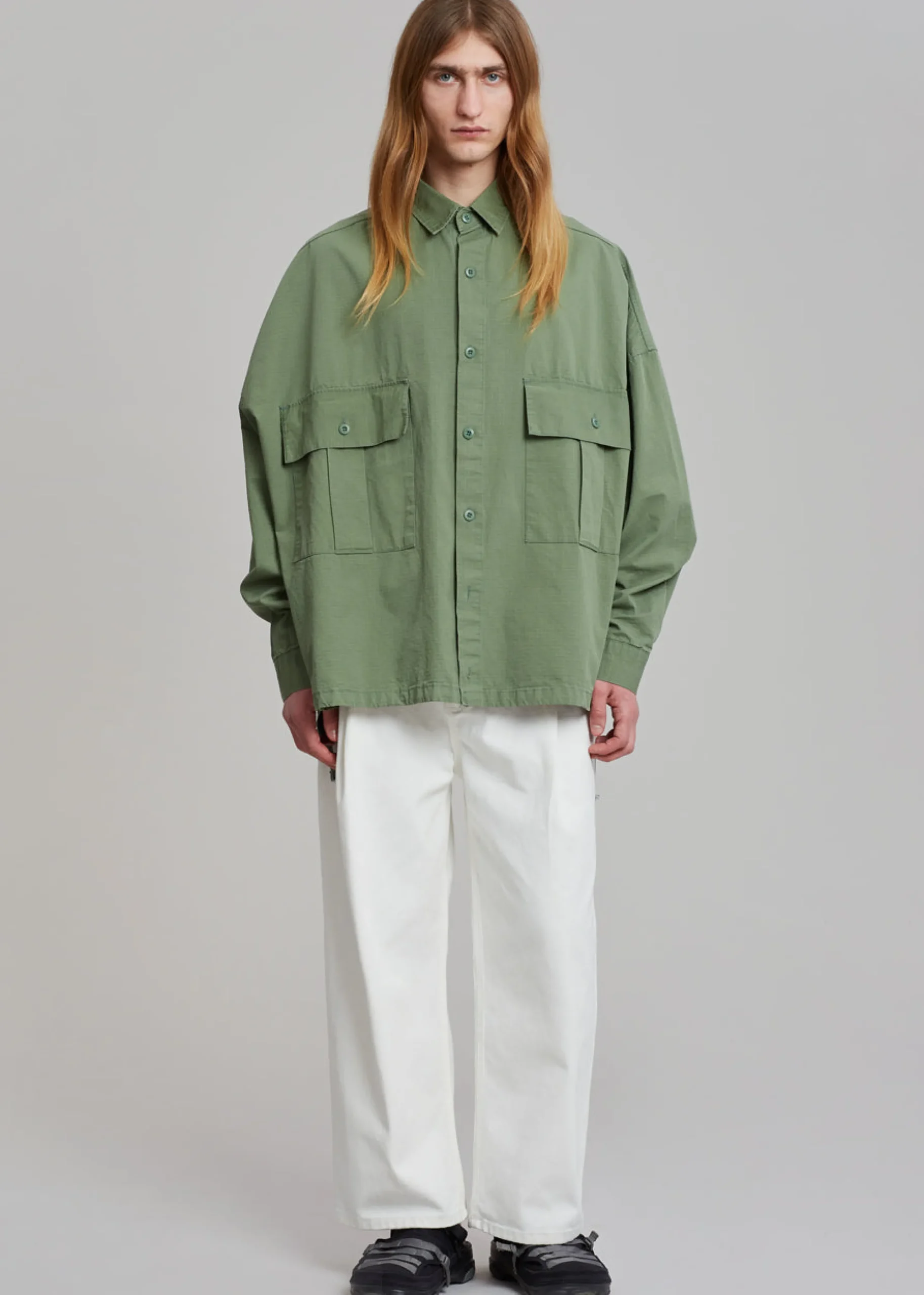 The Frankie Shop Seb Cargo Shirt Army Green Outlet