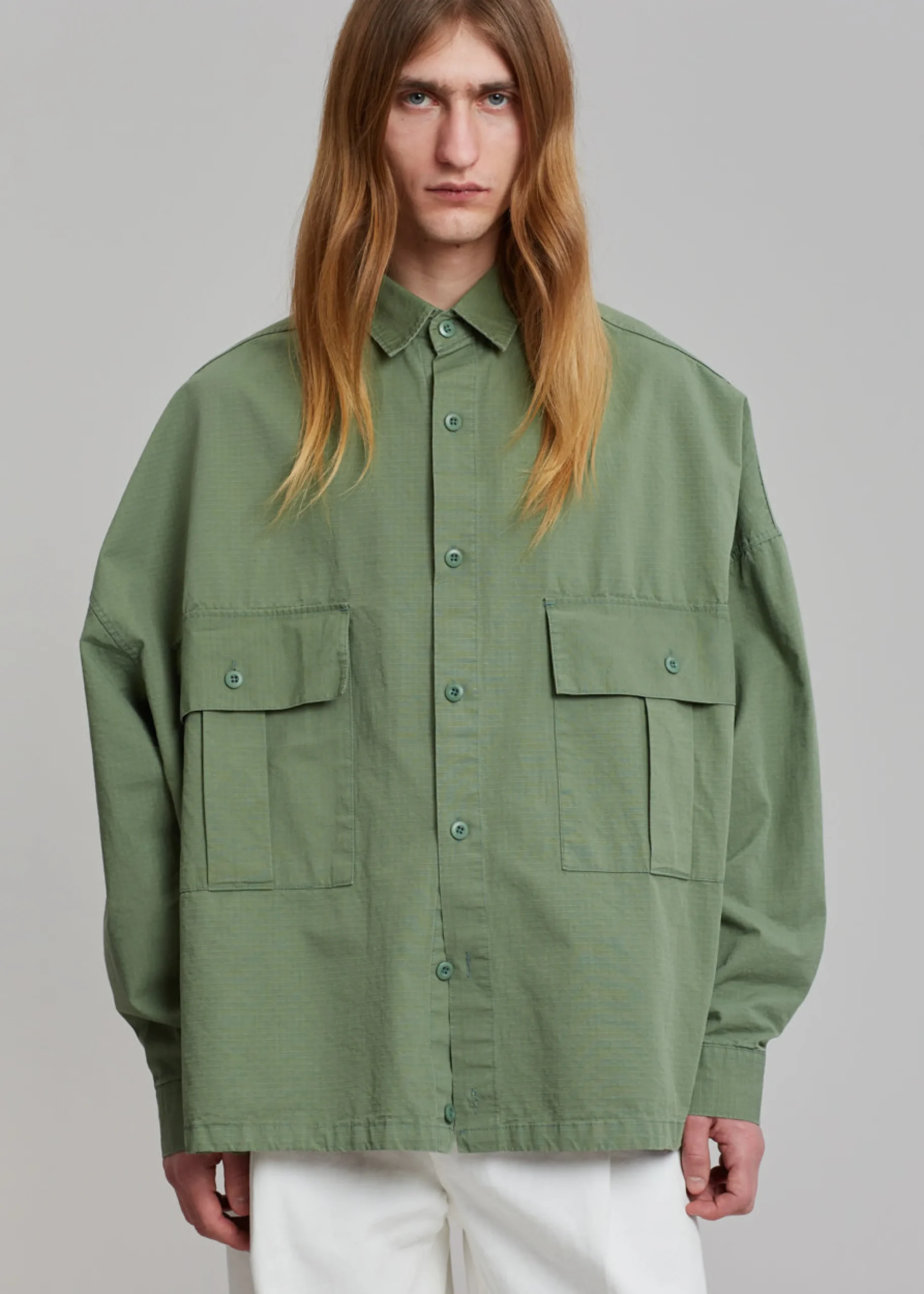 The Frankie Shop Seb Cargo Shirt Army Green Outlet