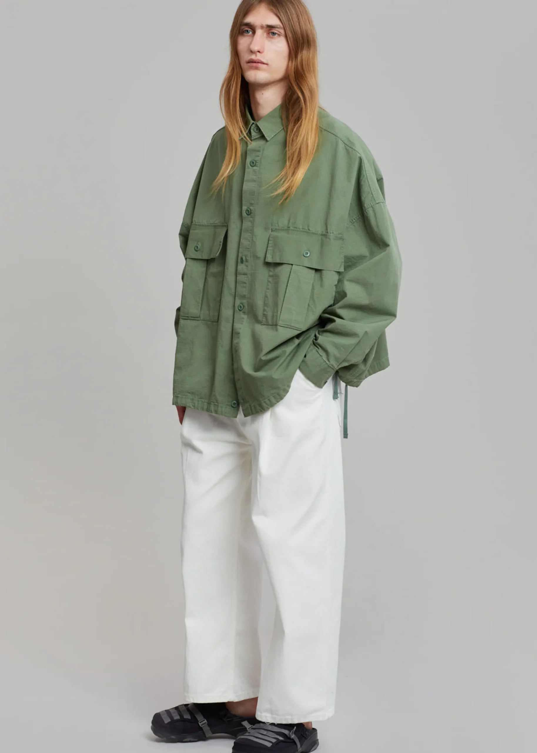 The Frankie Shop Seb Cargo Shirt Army Green Outlet