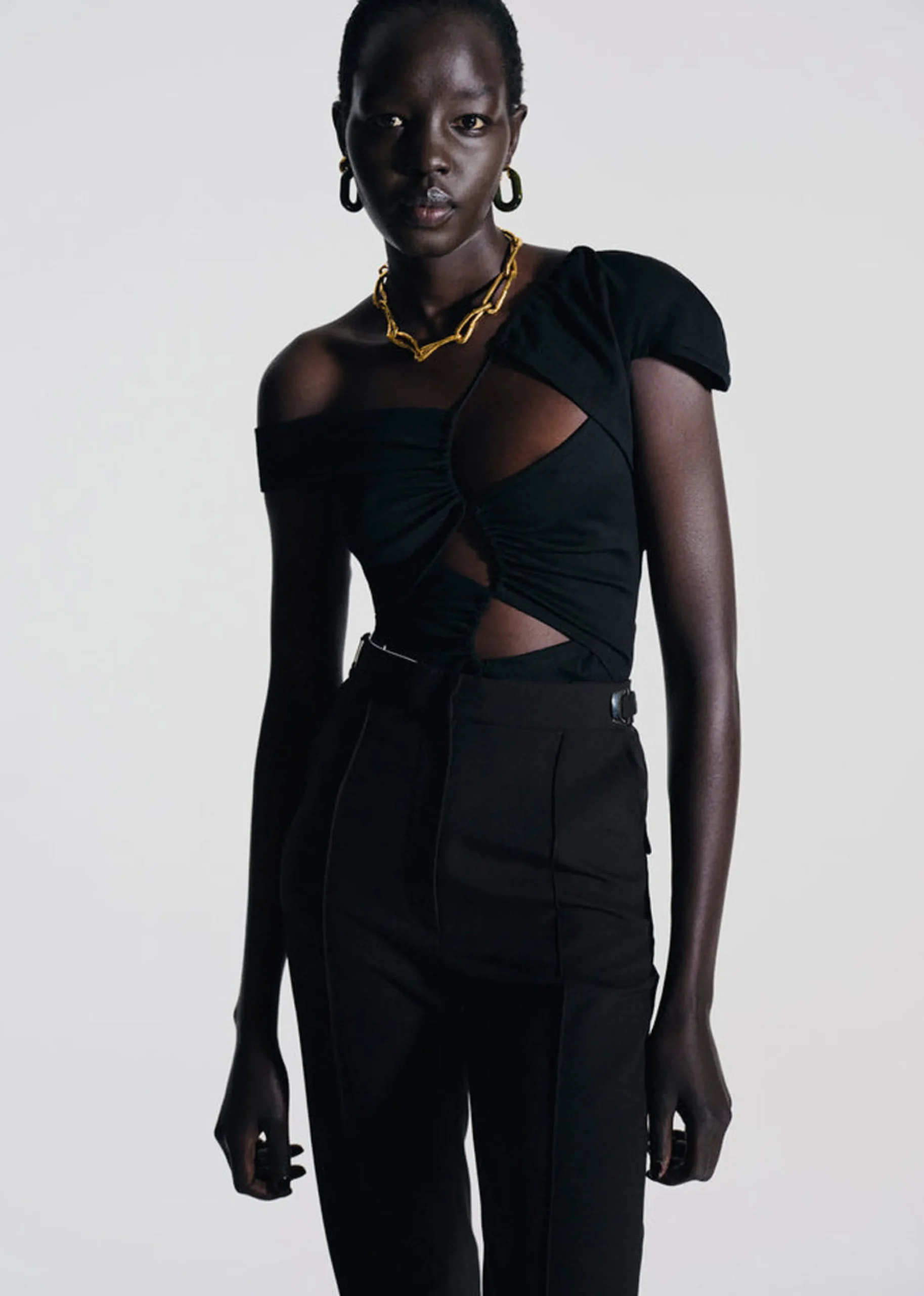 The Frankie Shop Sid Neigum Asymmetrical Cutout Tension Blouse Black Best