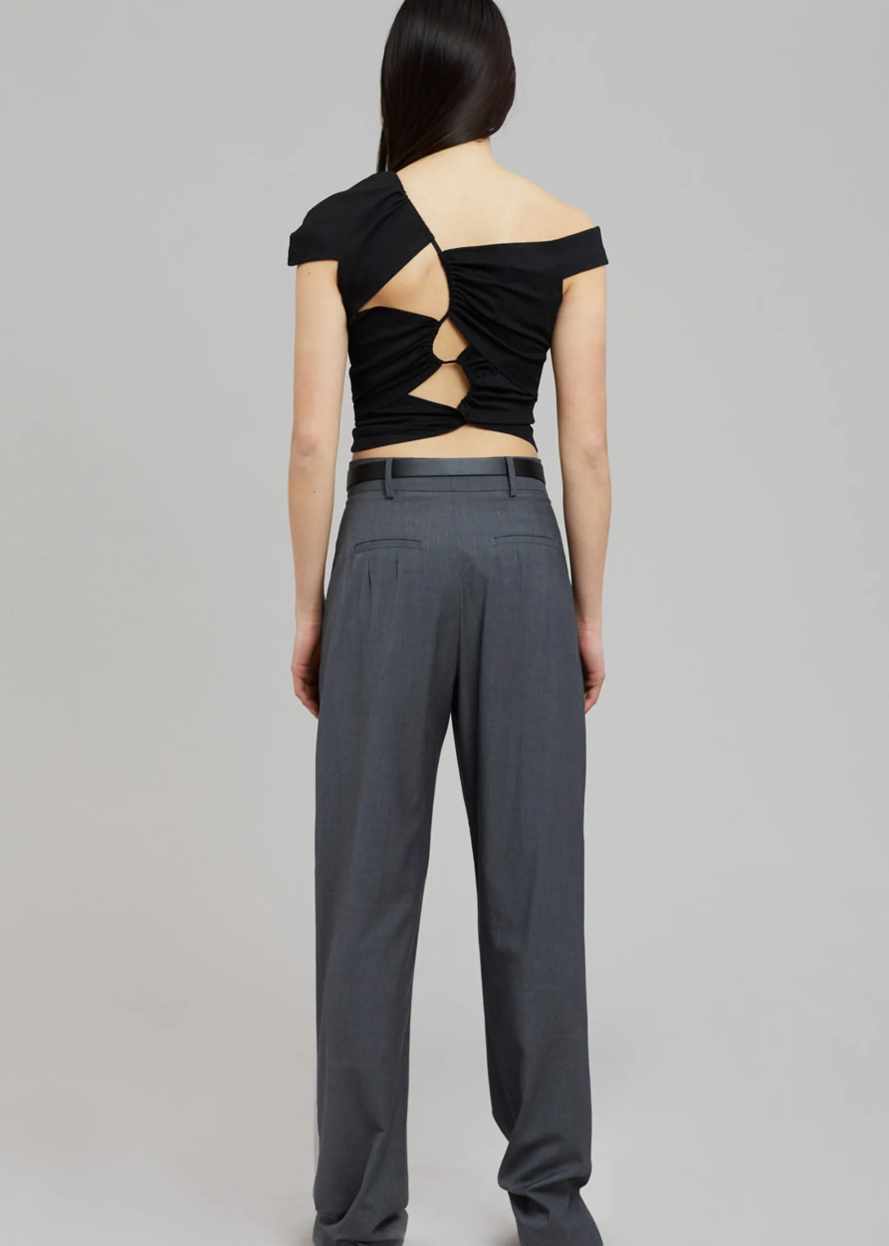 The Frankie Shop Sid Neigum Asymmetrical Cutout Tension Blouse Black Best