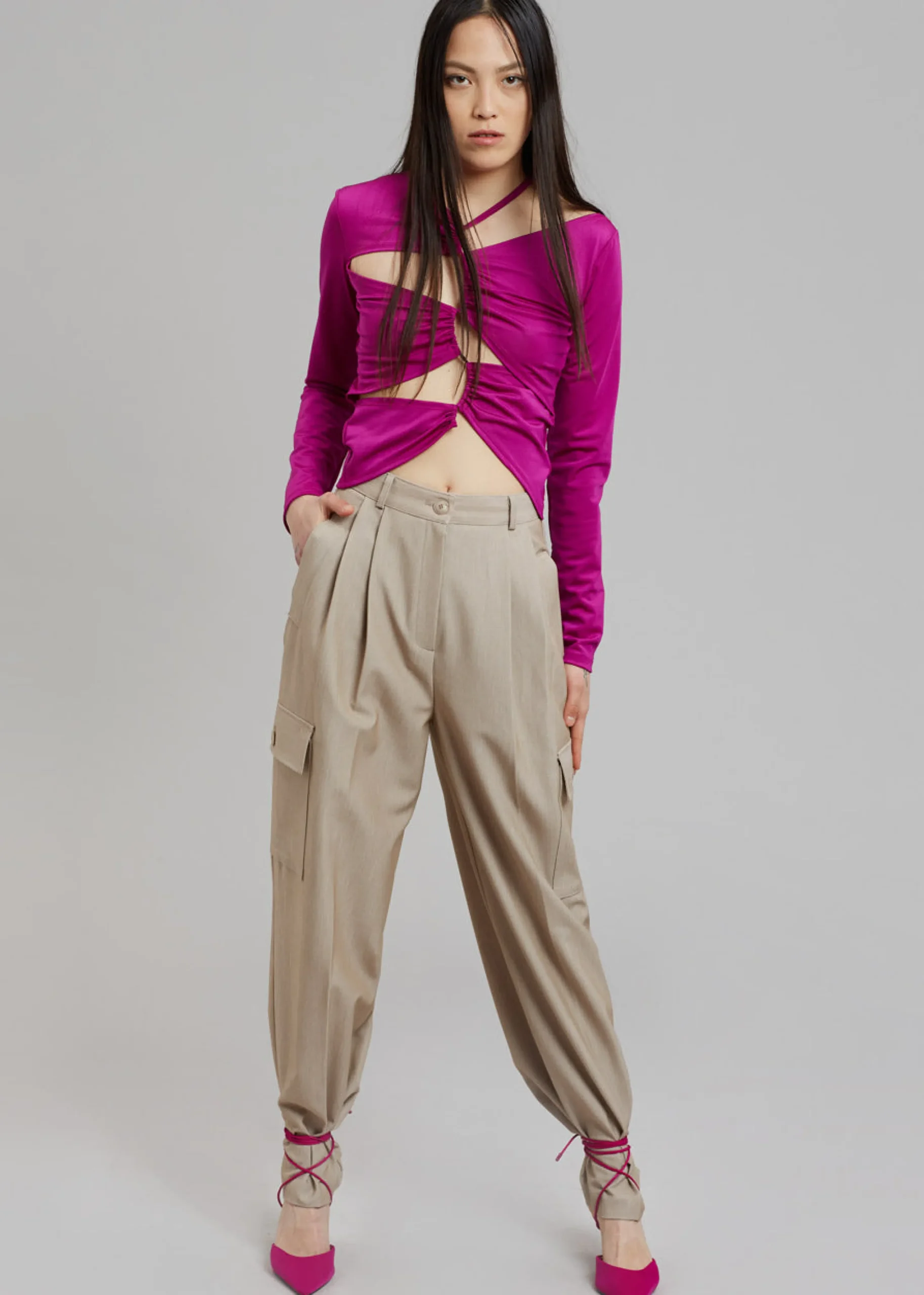 The Frankie Shop Sid Neigum Cutout Tension Blouse Purple Hot