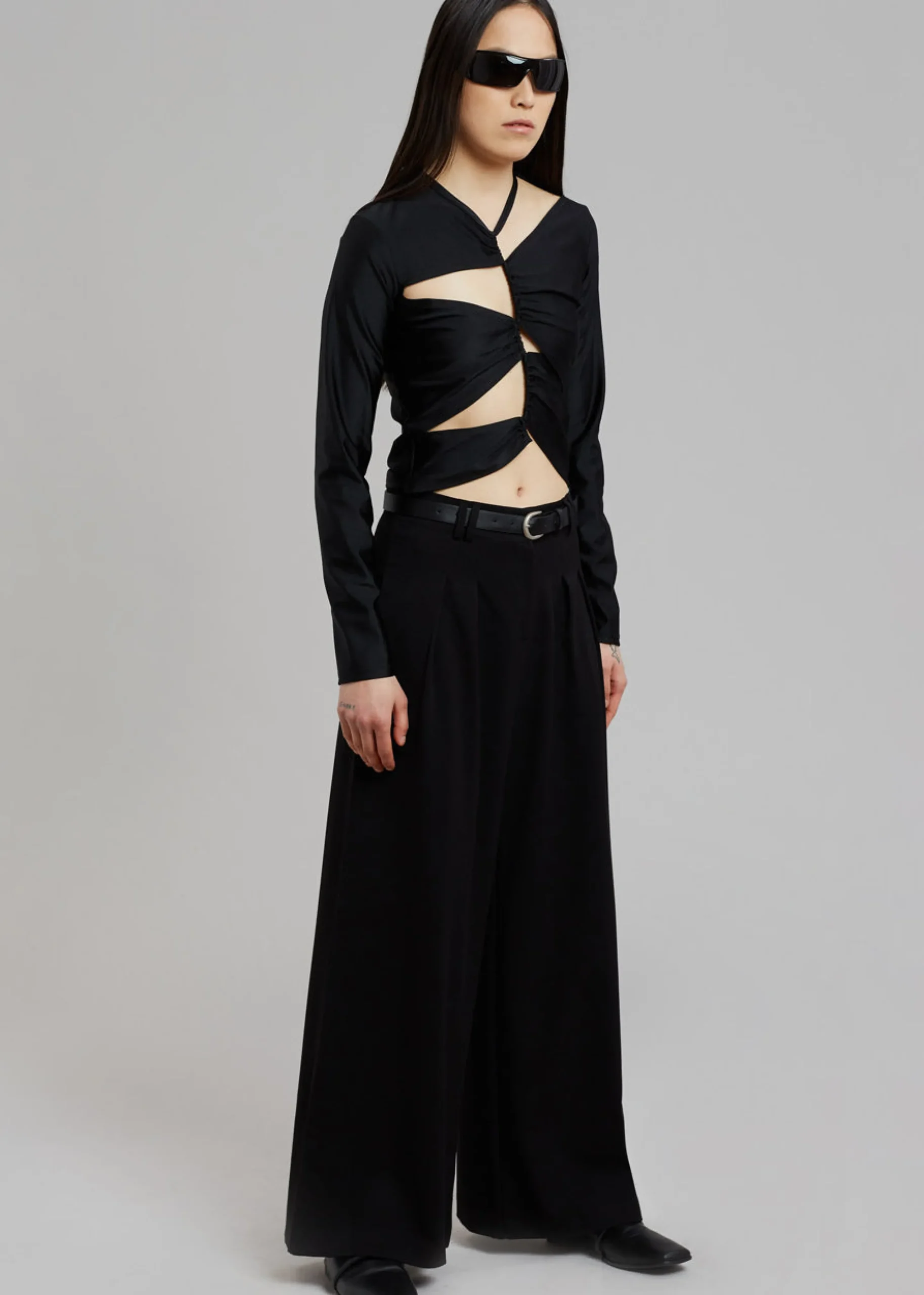 The Frankie Shop Sid Neigum Cutout Tension Blouse Black Discount