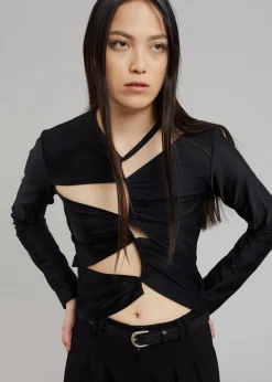 The Frankie Shop Sid Neigum Cutout Tension Blouse Black Discount