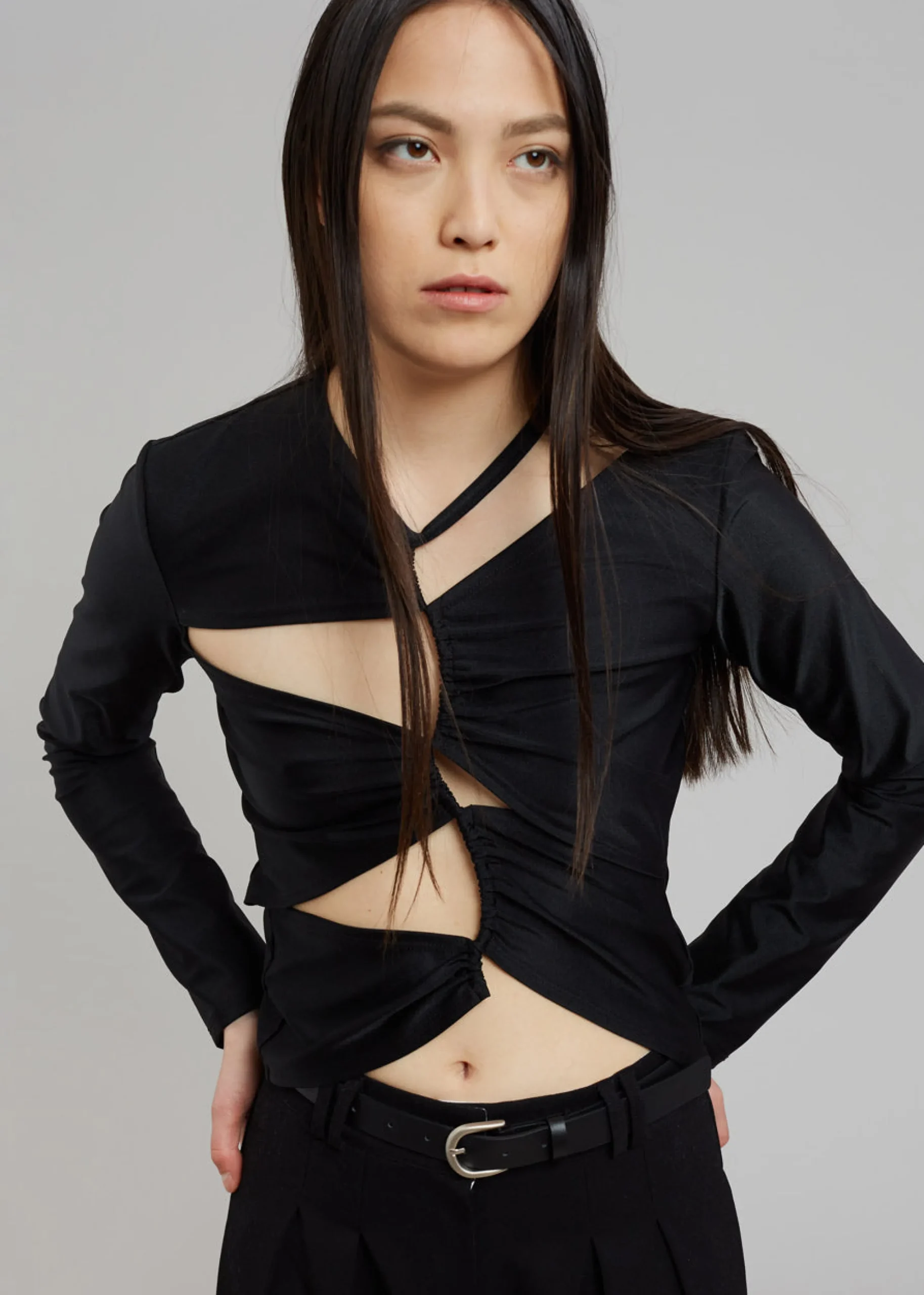 The Frankie Shop Sid Neigum Cutout Tension Blouse Black Discount