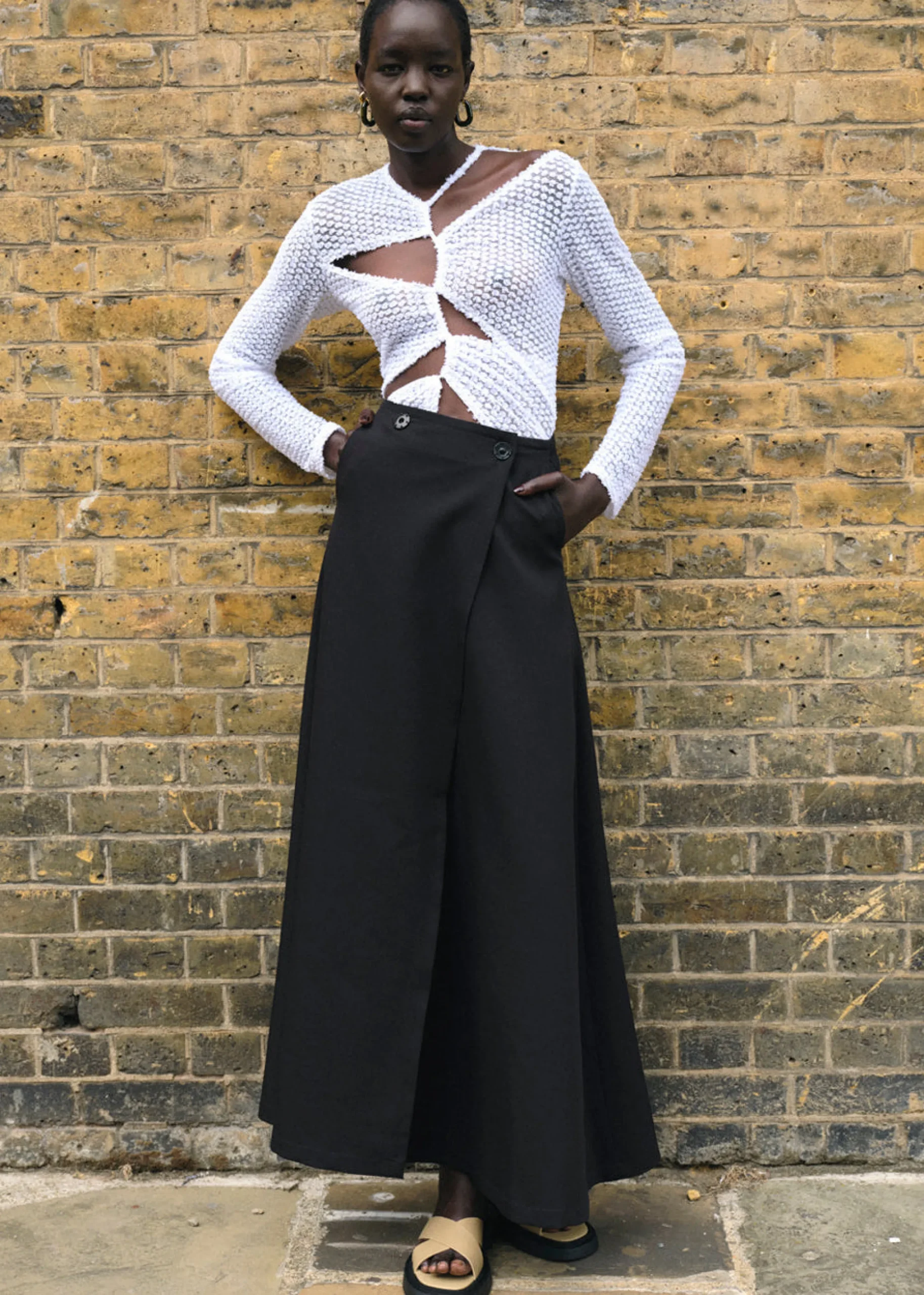 The Frankie Shop Sid Neigum Flocked Cutout Tension Blouse White Discount
