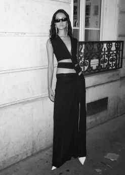 The Frankie Shop Sid Neigum Four Loop Knit Dress Black