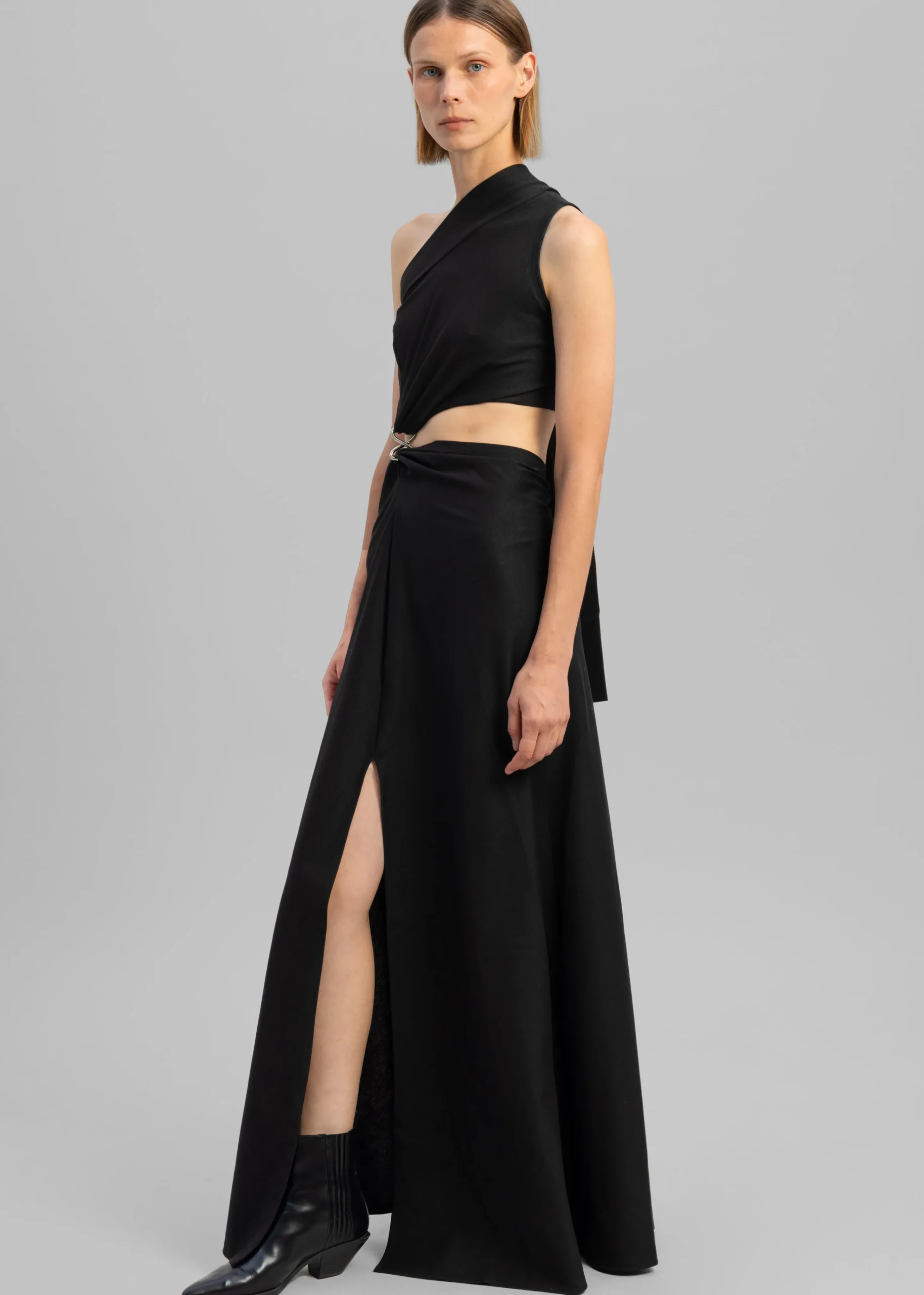 The Frankie Shop Sid Neigum Knit One-Shoulder Strap Dress W Hardware Detail Black Hot