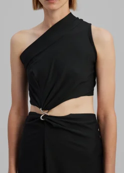 The Frankie Shop Sid Neigum Knit One-Shoulder Strap Dress W Hardware Detail Black Hot
