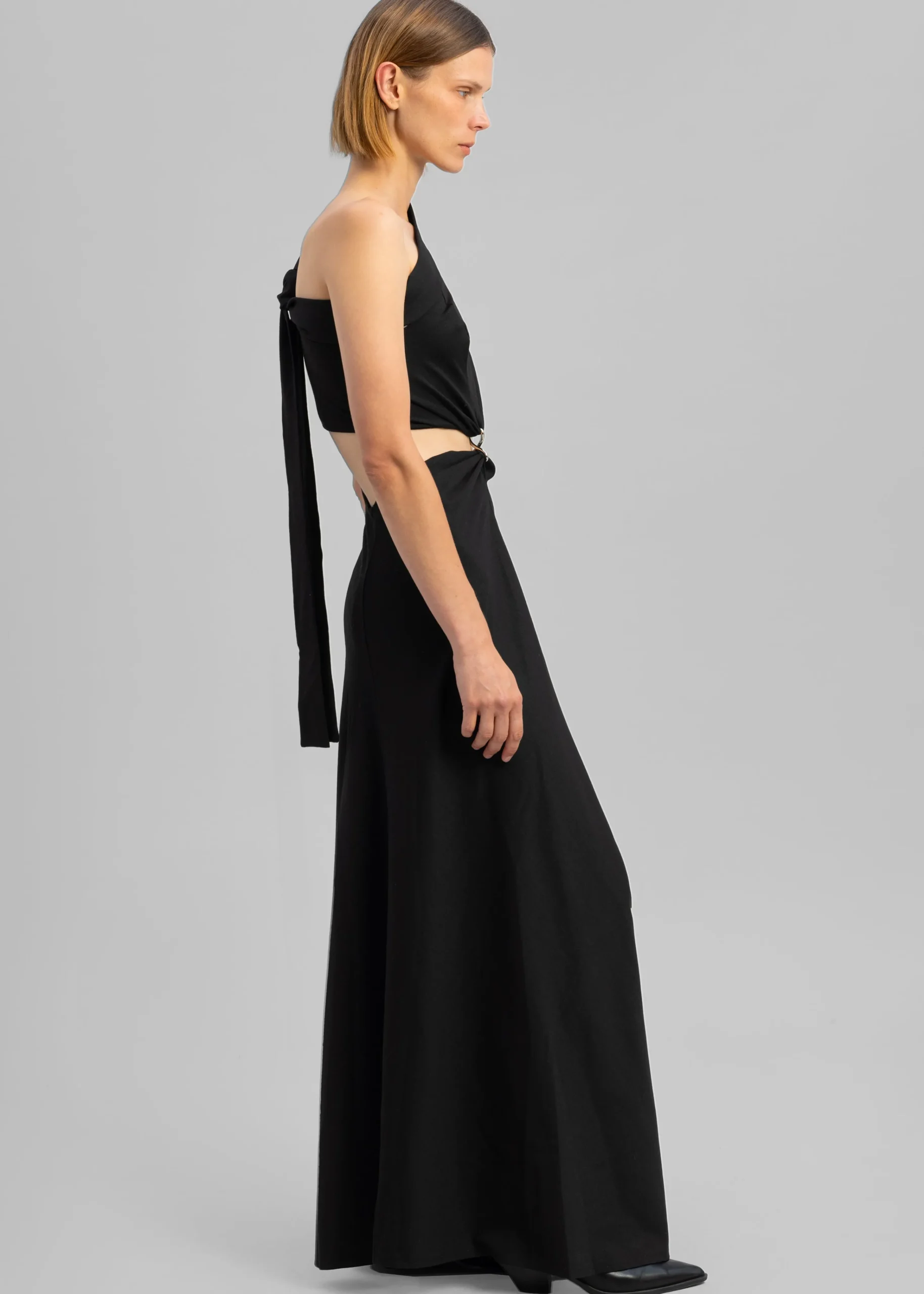 The Frankie Shop Sid Neigum Knit One-Shoulder Strap Dress W Hardware Detail Black Hot