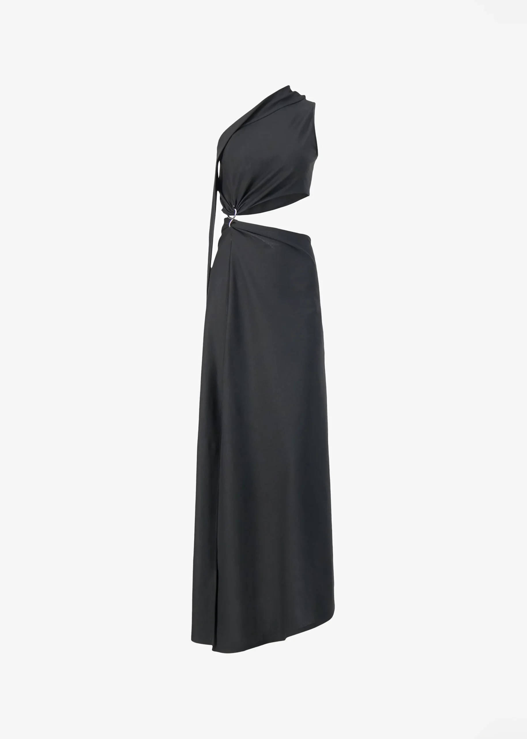 The Frankie Shop Sid Neigum Knit One-Shoulder Strap Dress W Hardware Detail Black Hot