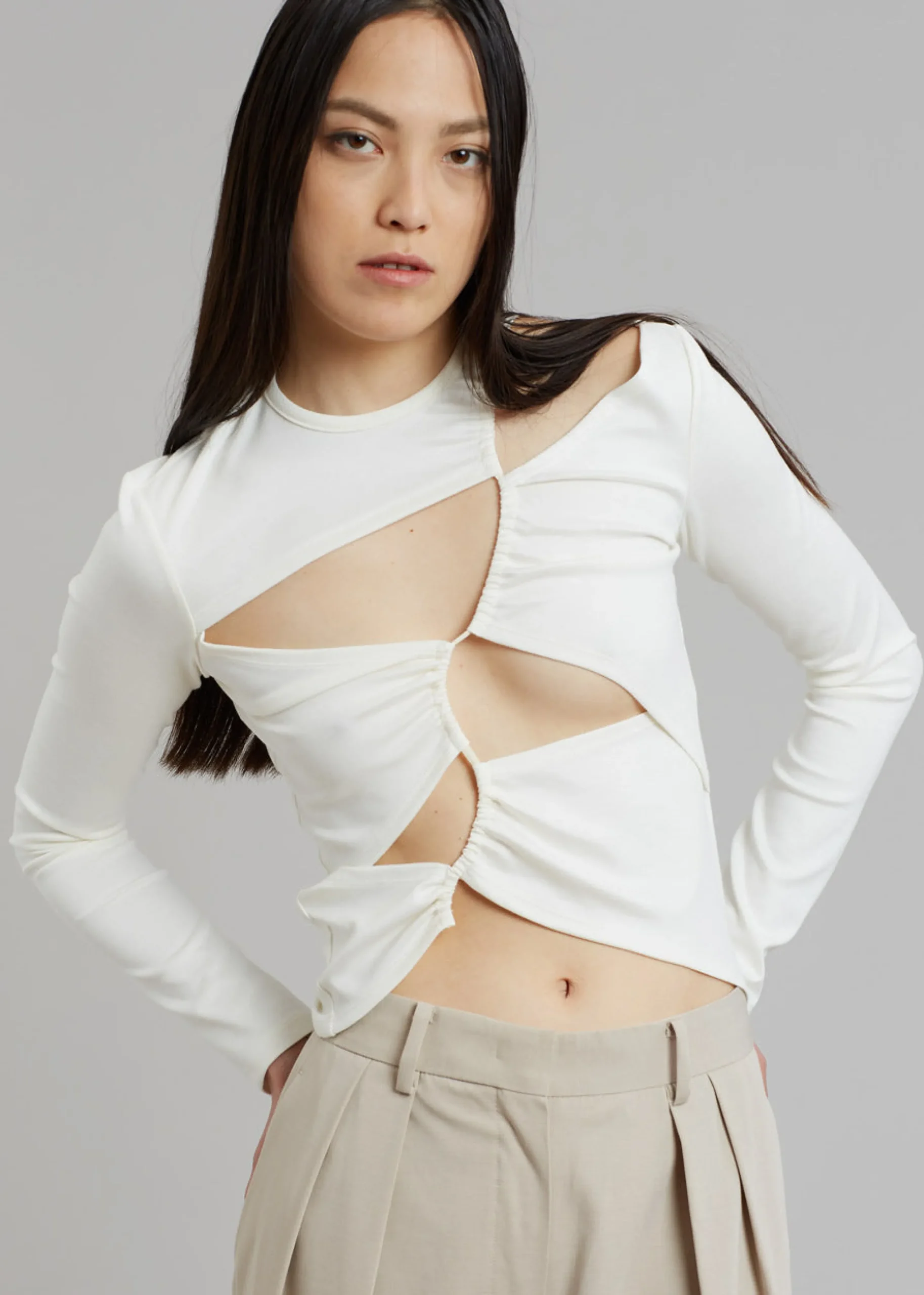 The Frankie Shop Sid Neigum Tension Cutout Top Cream Online
