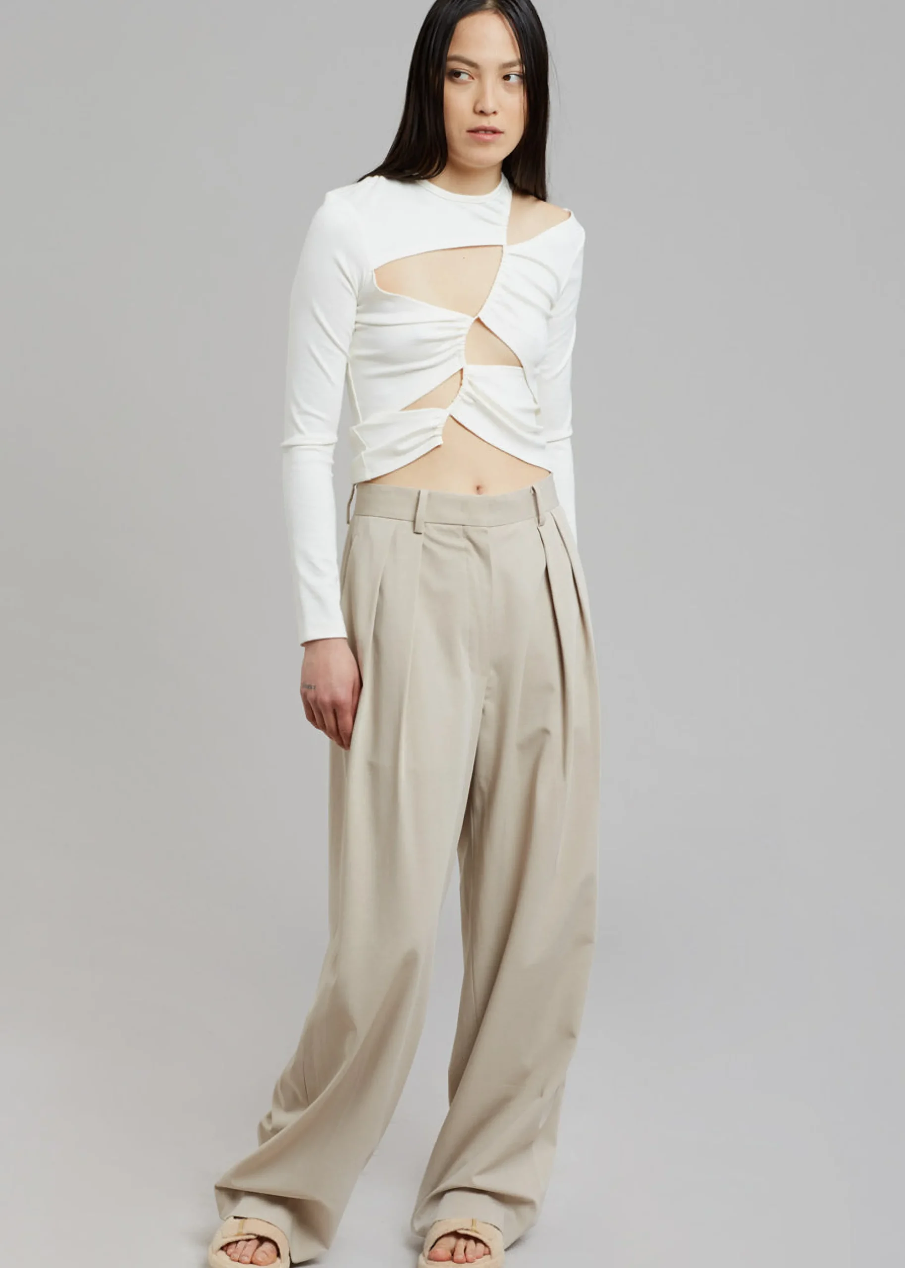 The Frankie Shop Sid Neigum Tension Cutout Top Cream Online