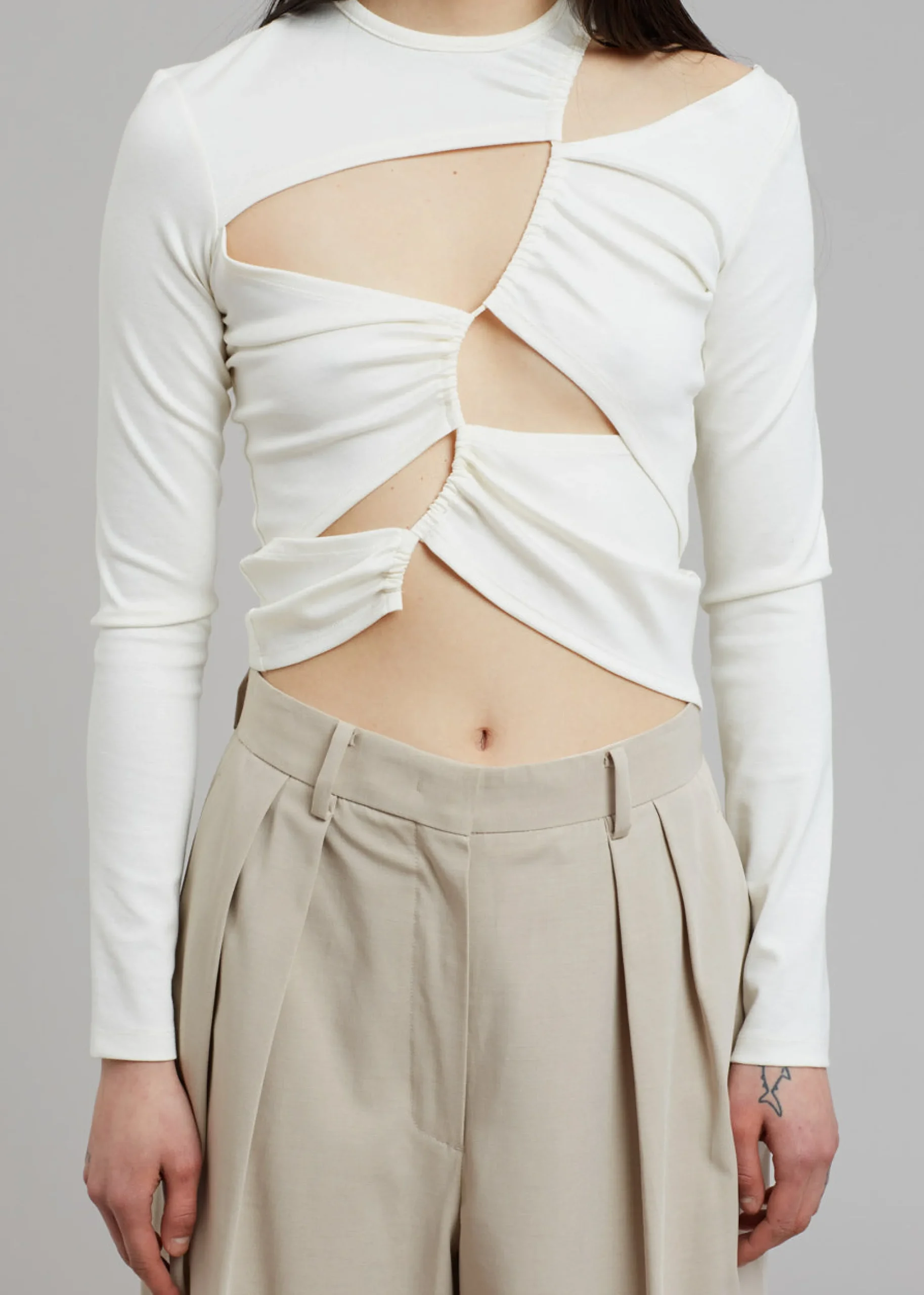 The Frankie Shop Sid Neigum Tension Cutout Top Cream Online