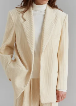 The Frankie Shop Siham Corduroy Blazer Cream Discount