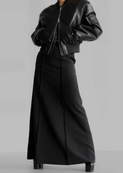 The Frankie Shop Sille Faux-Leather Cropped Bomber Black Sale