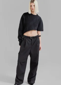 The Frankie Shop Soili Asymmetric Cropped Knit Top Black Online