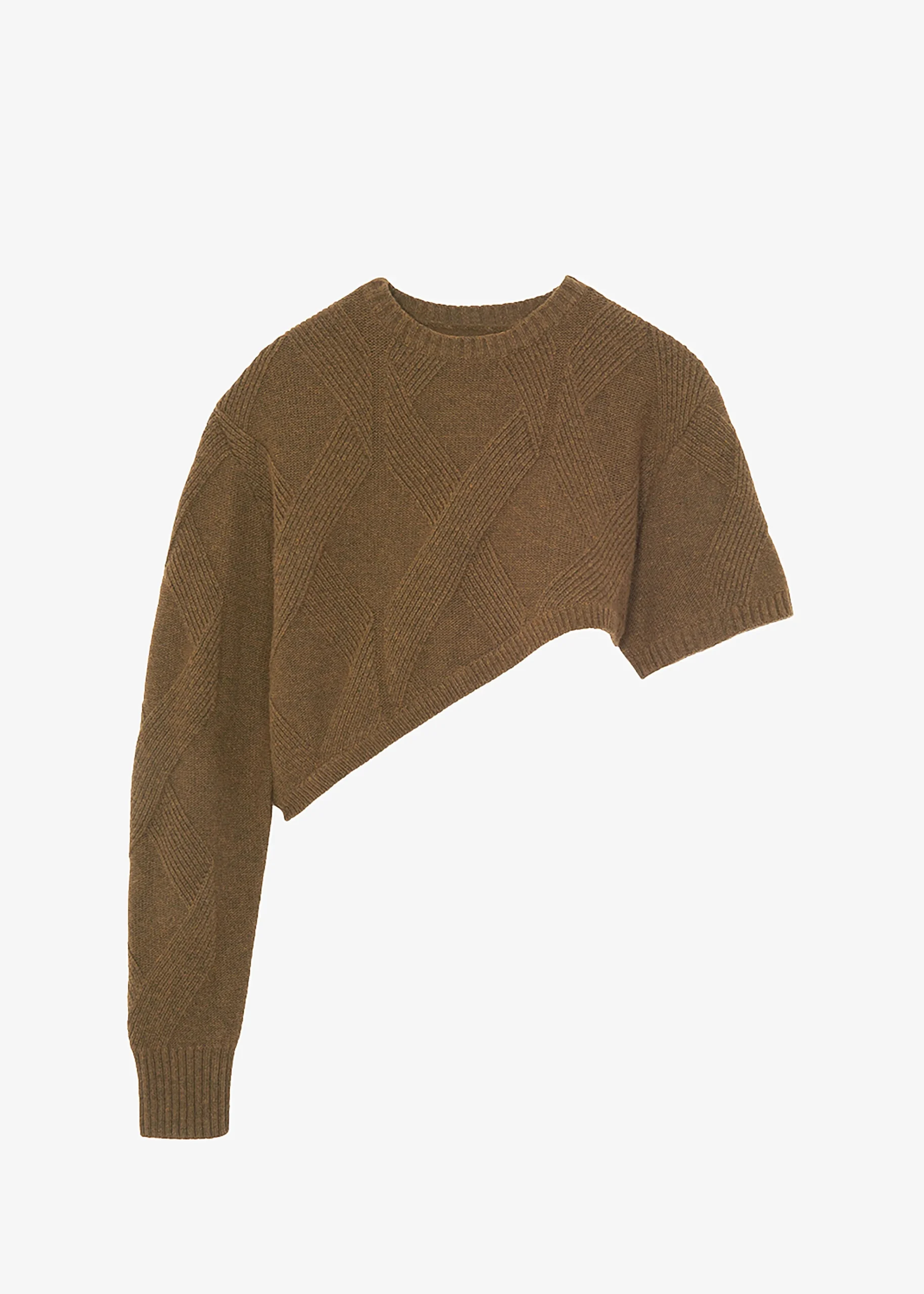 The Frankie Shop Soili Asymmetric Cropped Knit Top Olive Discount