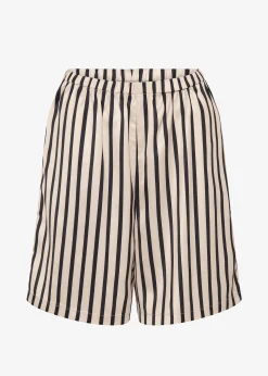 The Frankie Shop Solaqua Silk Shorts Ecru With Black Stripes Outlet