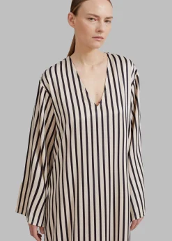 The Frankie Shop Solaqua The Resort Dress Ecru With Black Stripes New