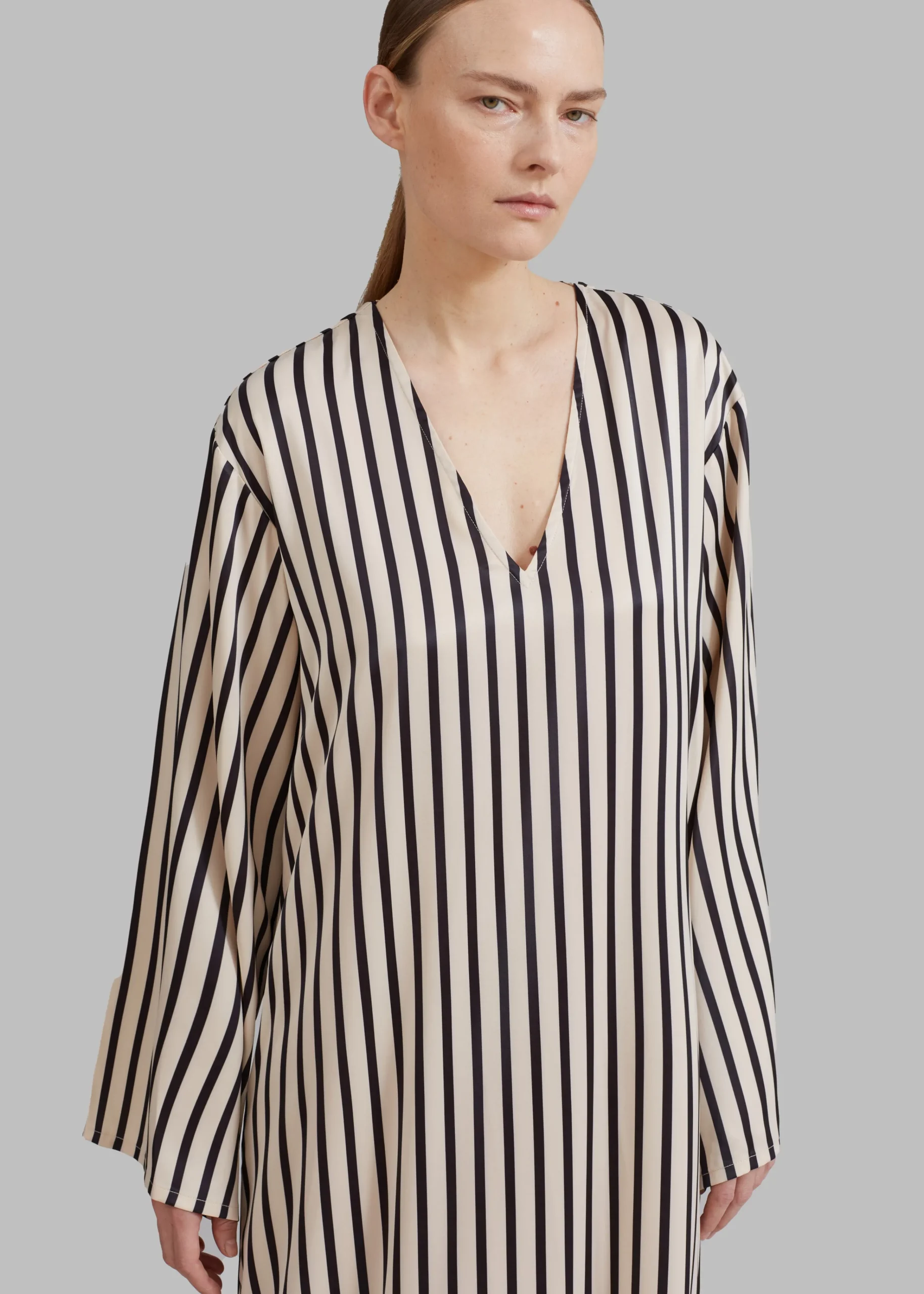 The Frankie Shop Solaqua The Resort Dress Ecru With Black Stripes New