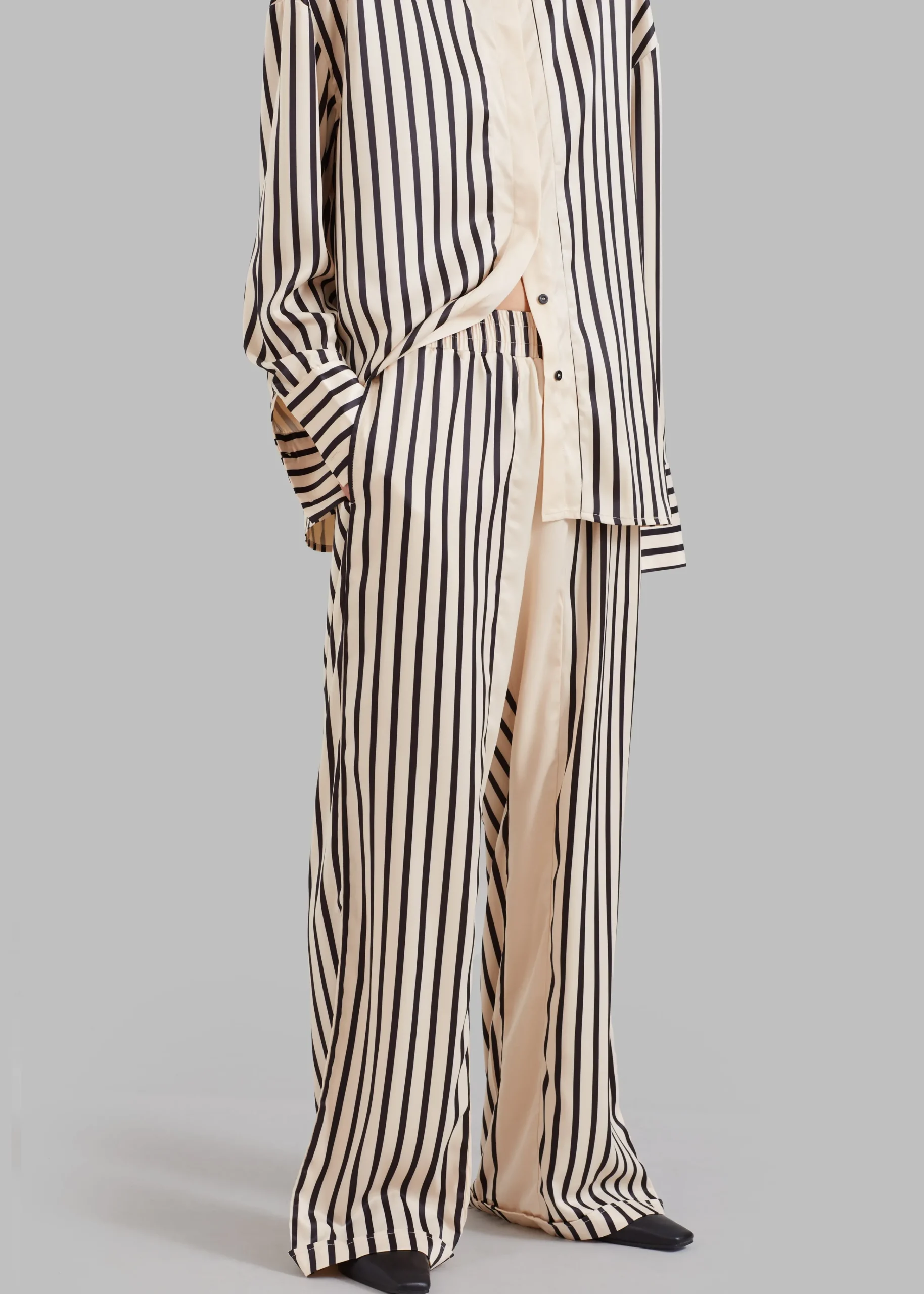 The Frankie Shop Solaqua The Resort Pant Ecru With Black Stripes Best
