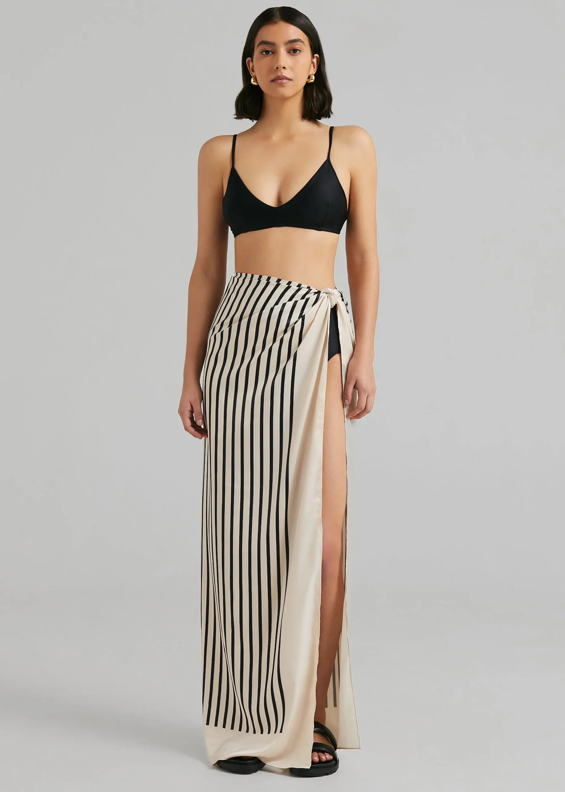 The Frankie Shop Solaqua The Sarong Ecru With Black Stripes Best