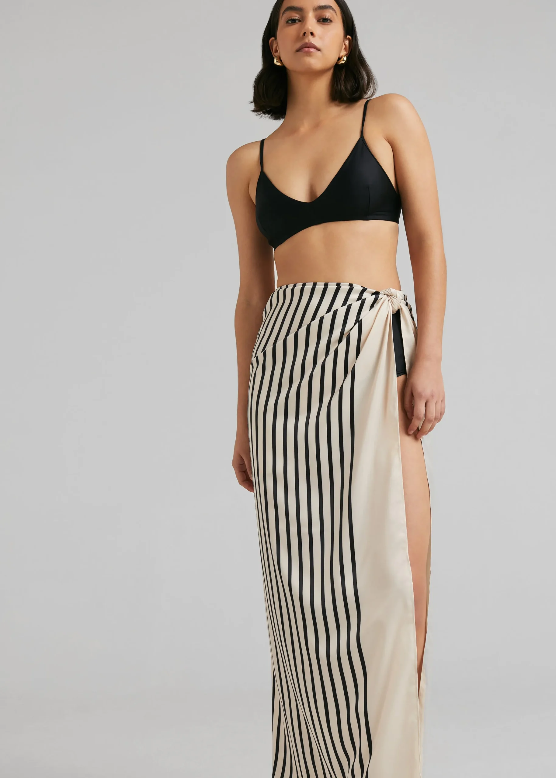 The Frankie Shop Solaqua The Sarong Ecru With Black Stripes Best