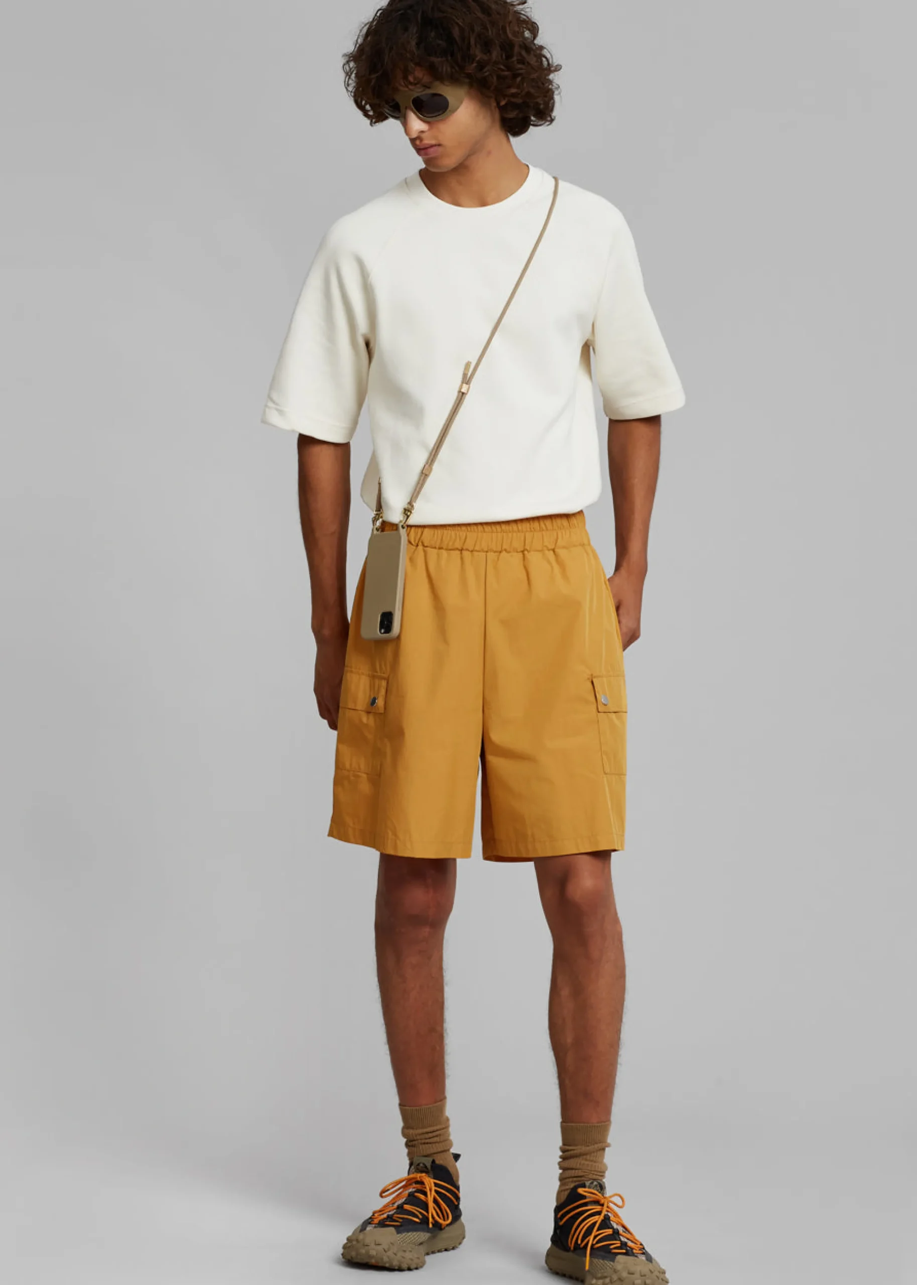 The Frankie Shop Spence Nylon Shorts Orange New