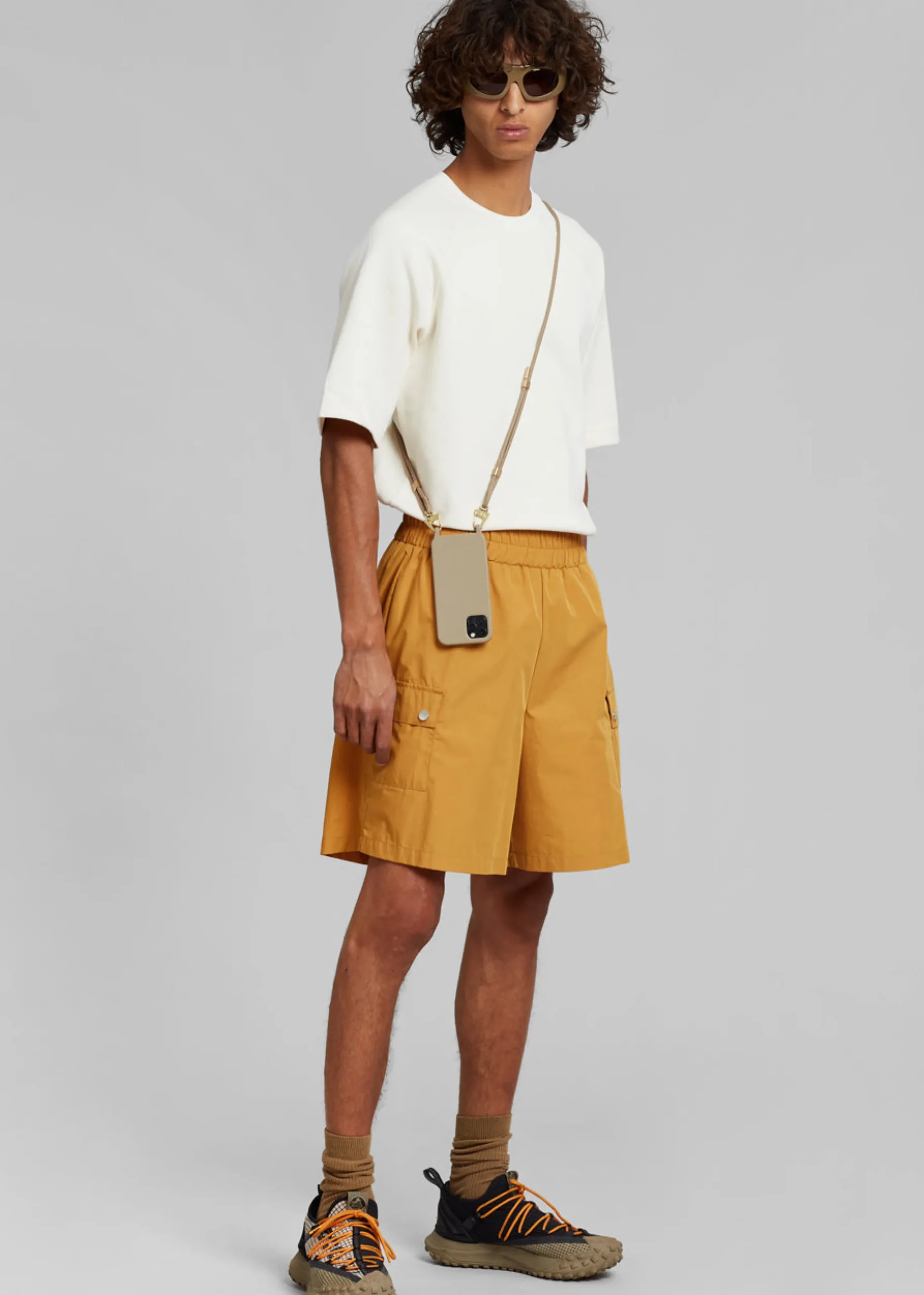 The Frankie Shop Spence Nylon Shorts Orange New