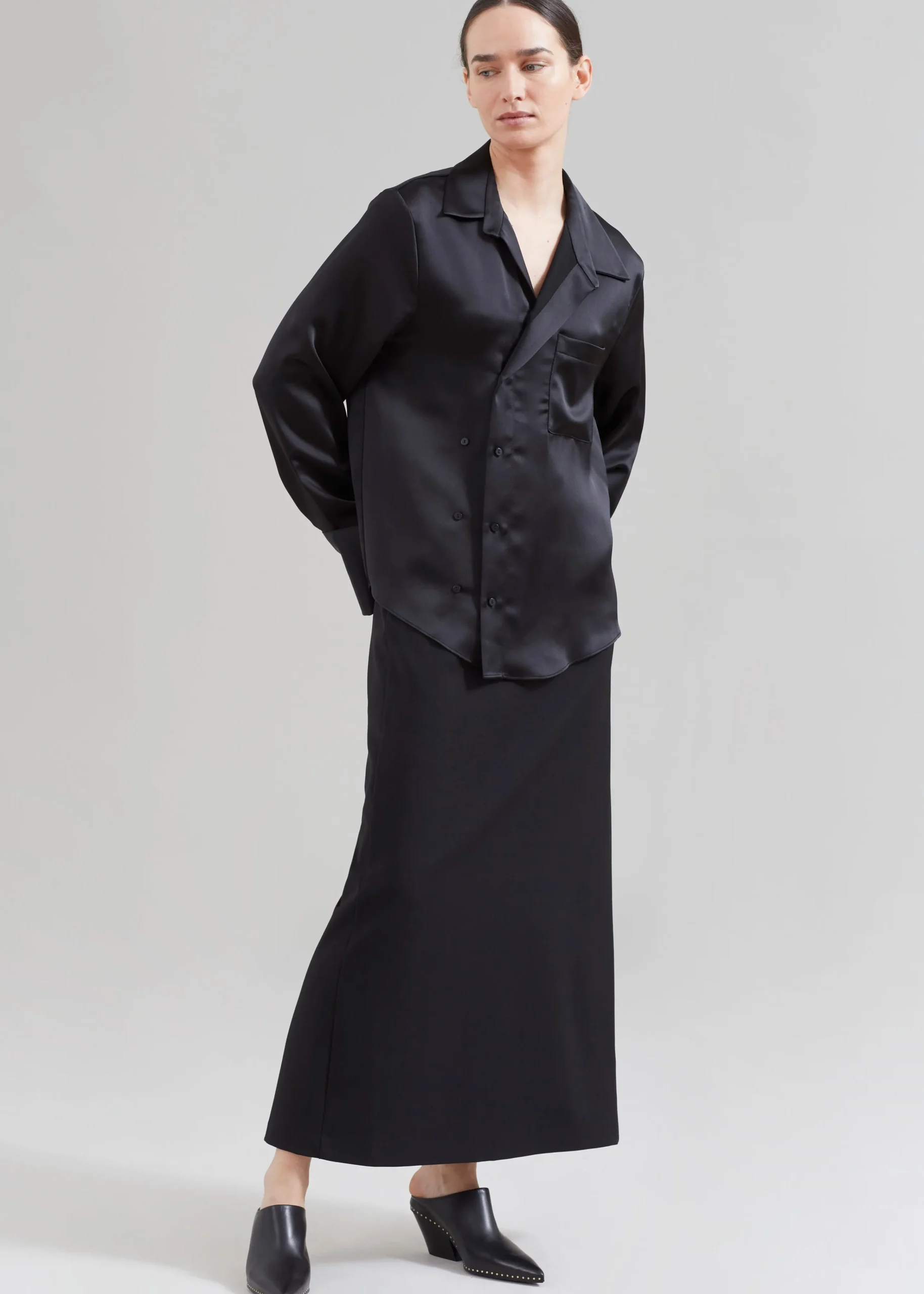 The Frankie Shop Sree Silky Shirt Black Clearance