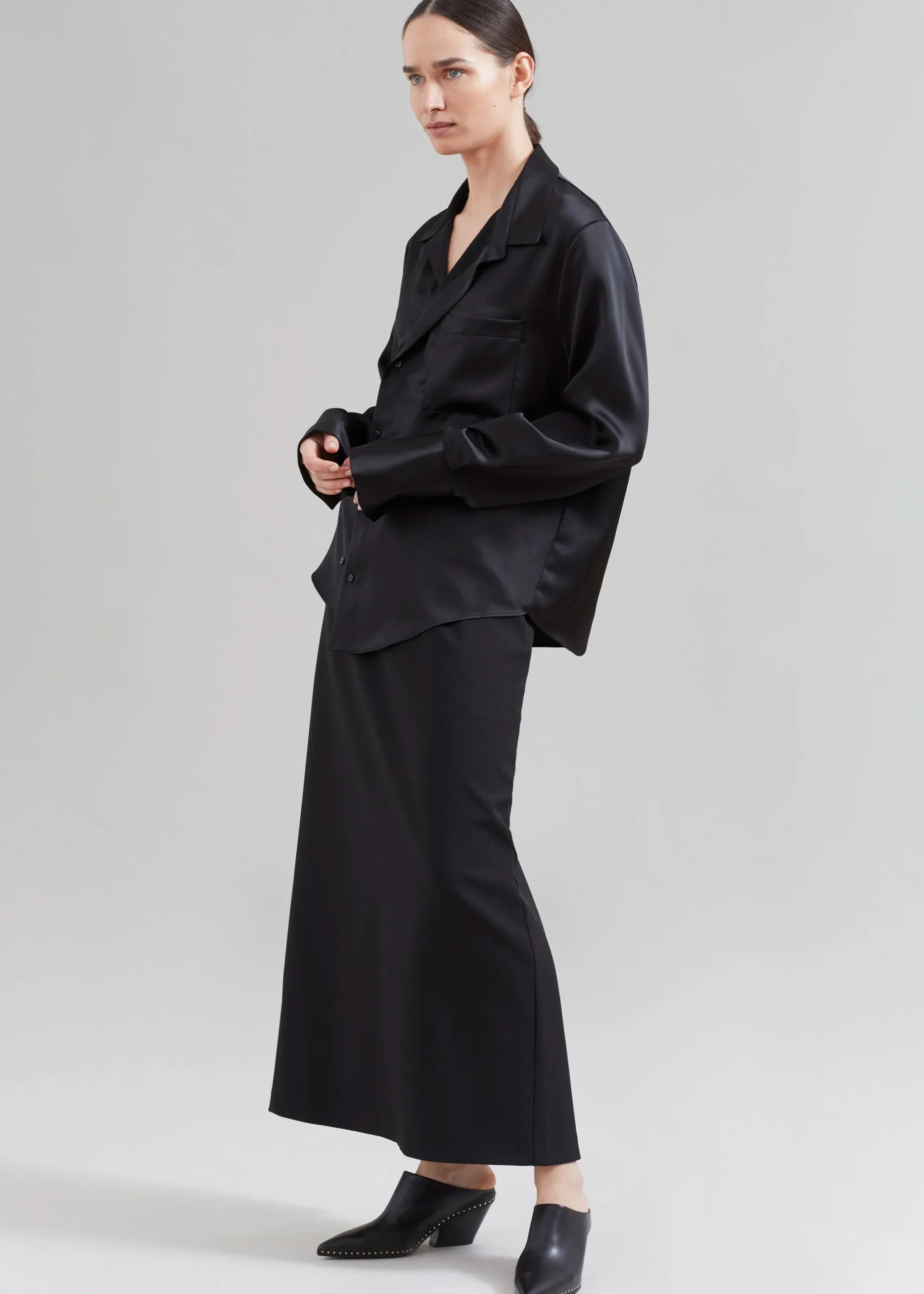 The Frankie Shop Sree Silky Shirt Black Clearance