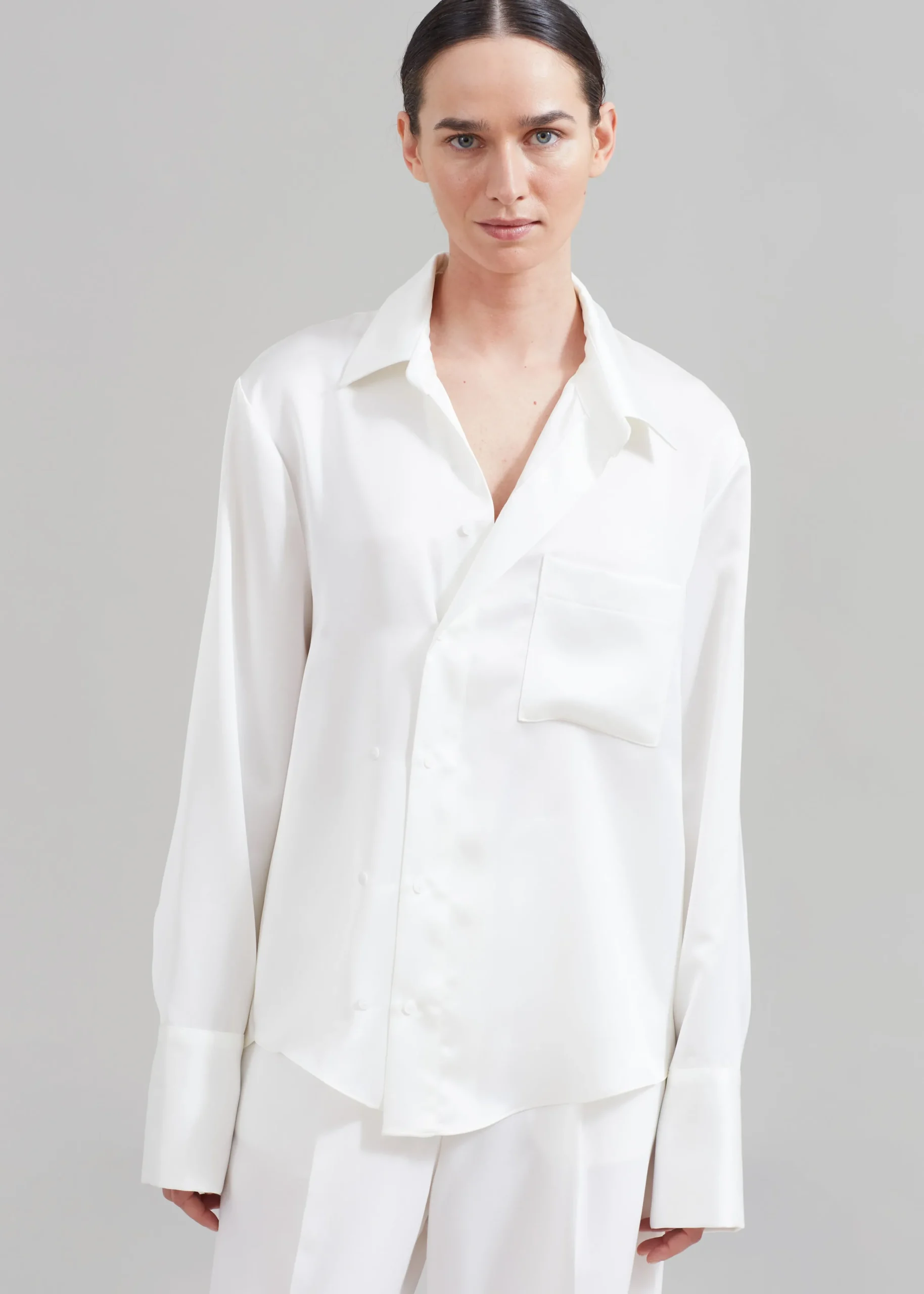 The Frankie Shop Sree Silky Shirt White Discount