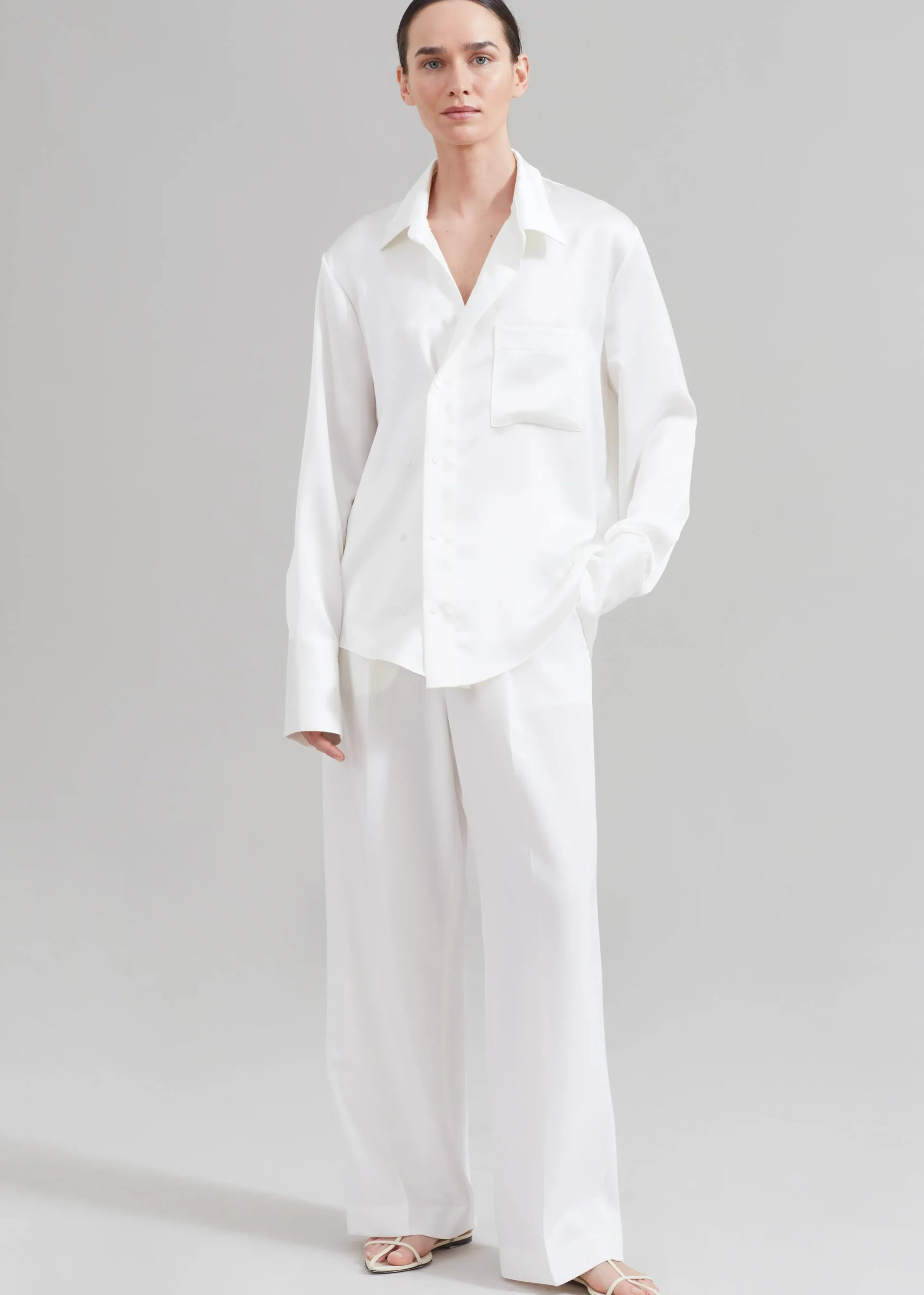 The Frankie Shop Sree Silky Shirt White Discount