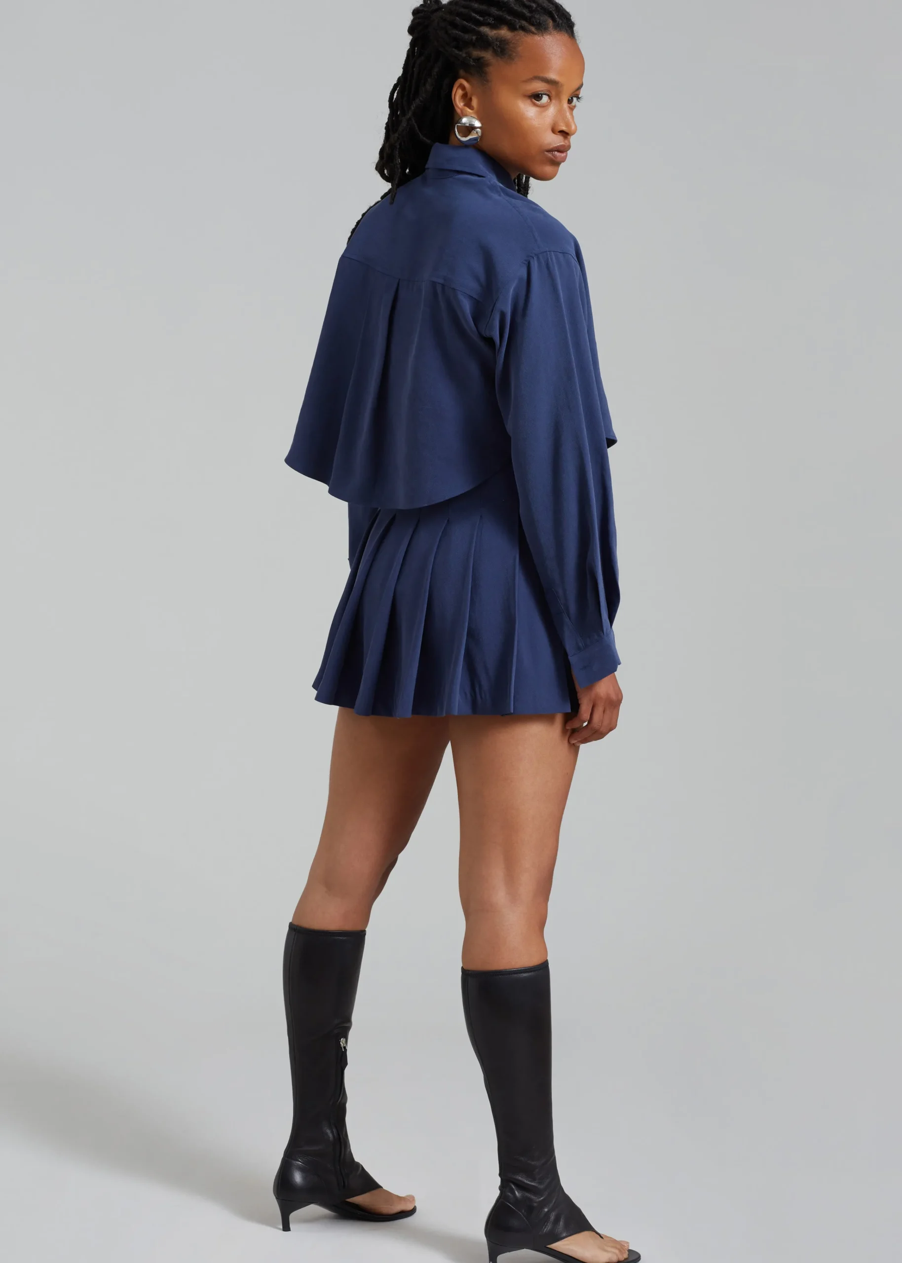 The Frankie Shop Steffi Cropped Shirt Navy Online