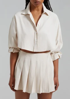 The Frankie Shop Steffi Cropped Shirt Beige Online