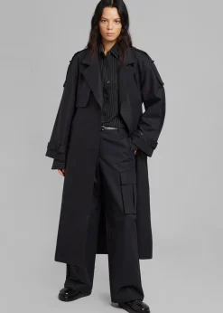 The Frankie Shop Suzanne Trench Coat Black