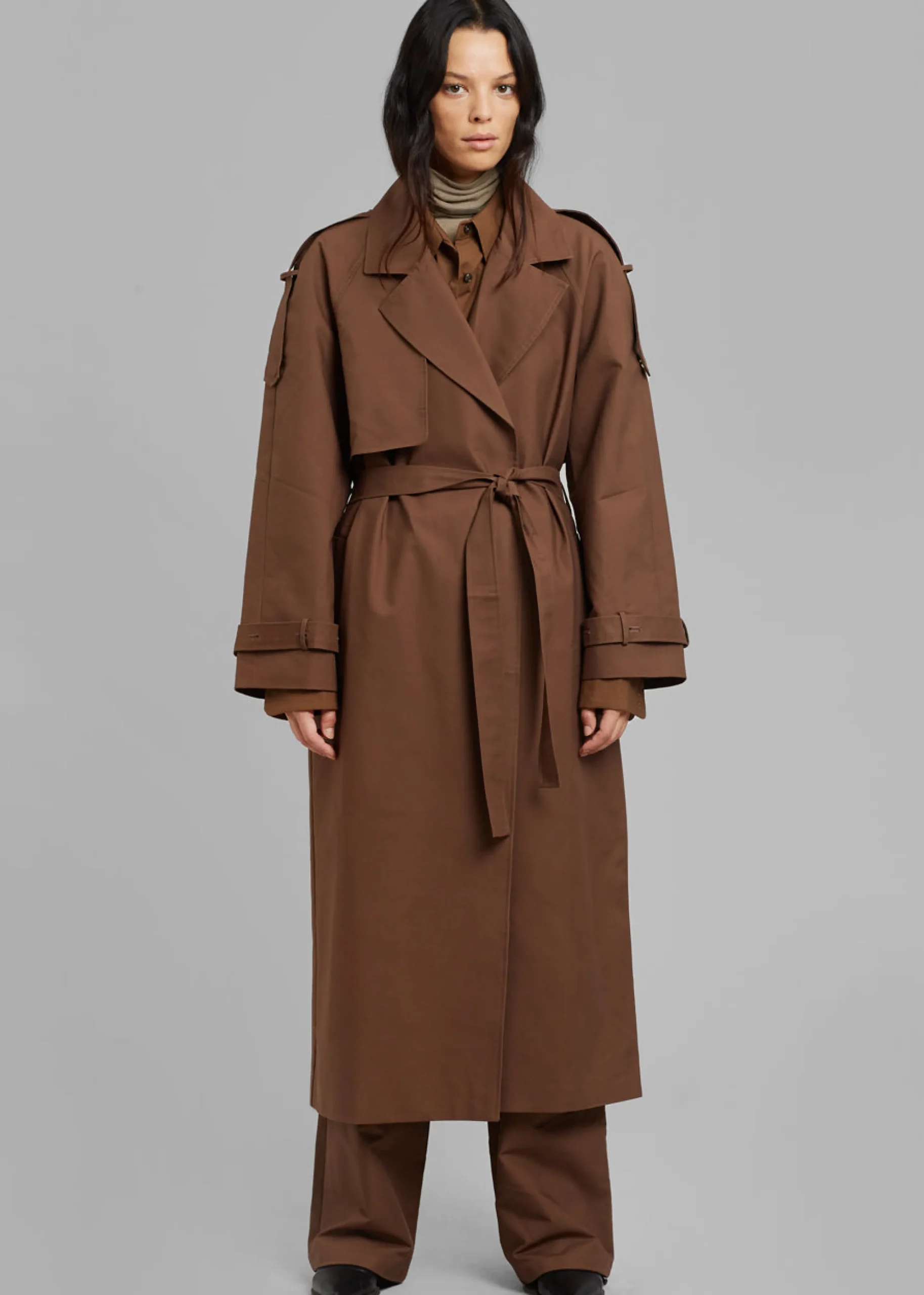 The Frankie Shop Suzanne Trench Coat Brown