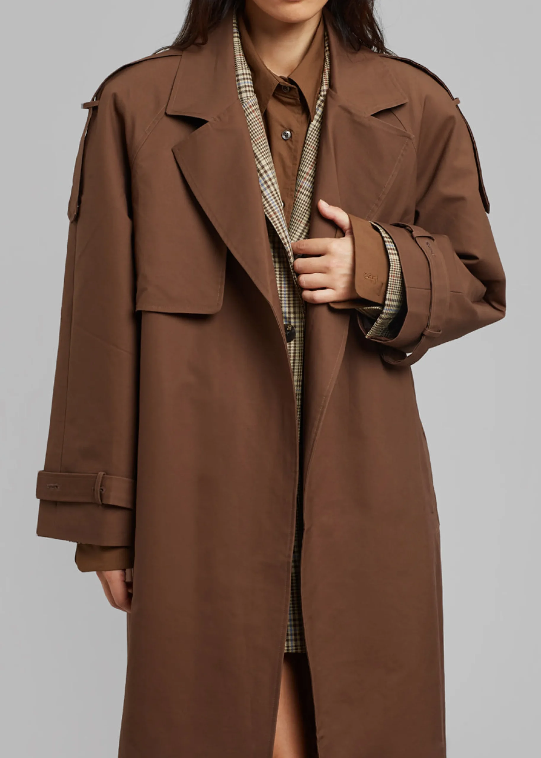 The Frankie Shop Suzanne Trench Coat Brown