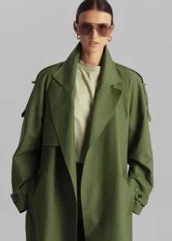 The Frankie Shop Suzanne Trench Coat Olive Outlet