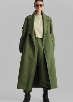 The Frankie Shop Suzanne Trench Coat Olive Outlet