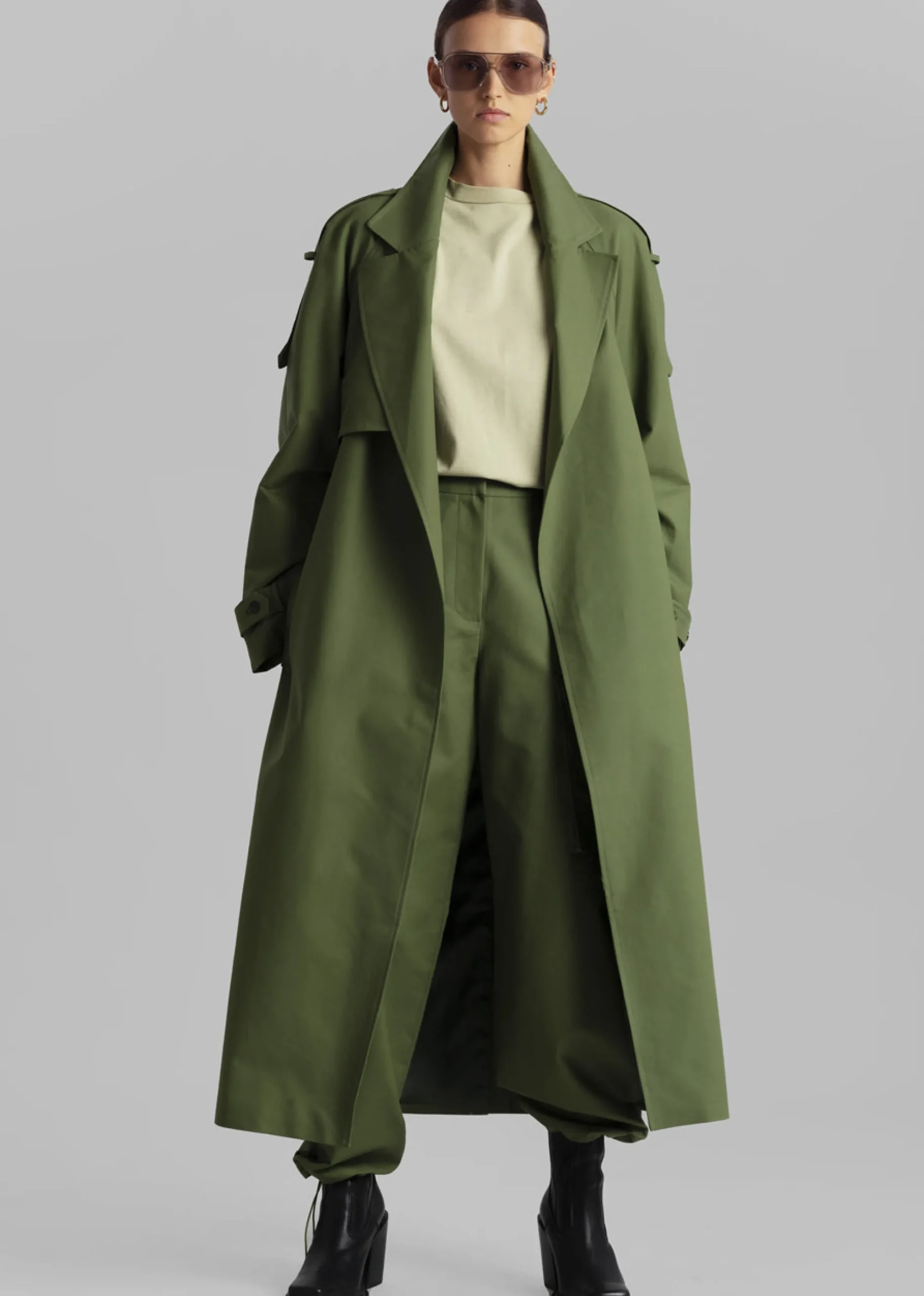 The Frankie Shop Suzanne Trench Coat Olive Outlet
