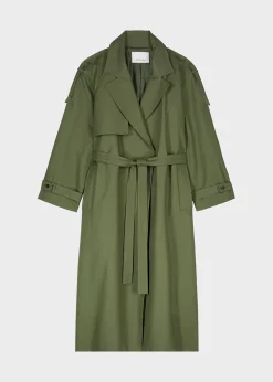The Frankie Shop Suzanne Trench Coat Olive Outlet