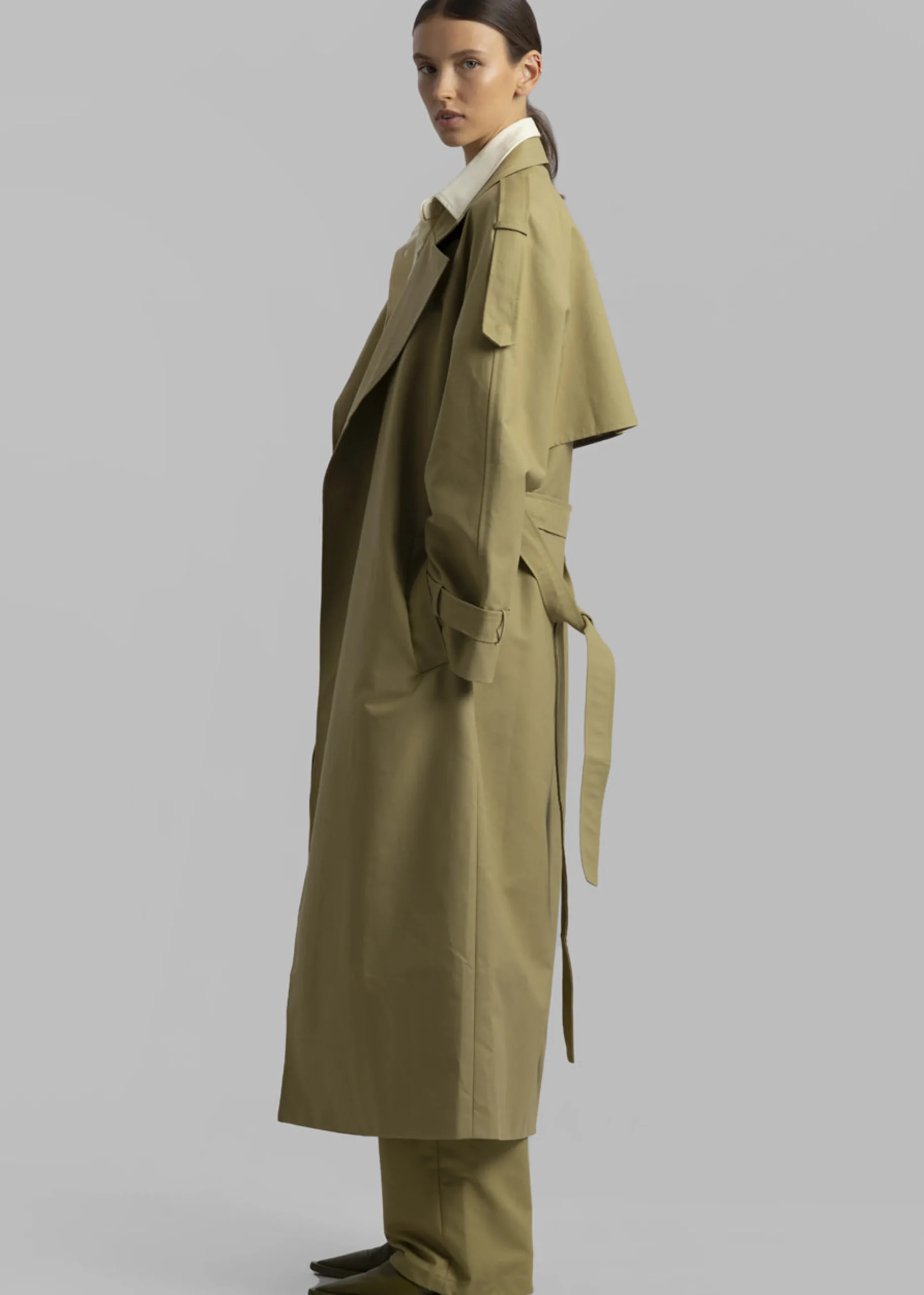 The Frankie Shop Suzanne Trench Coat Khaki Hot