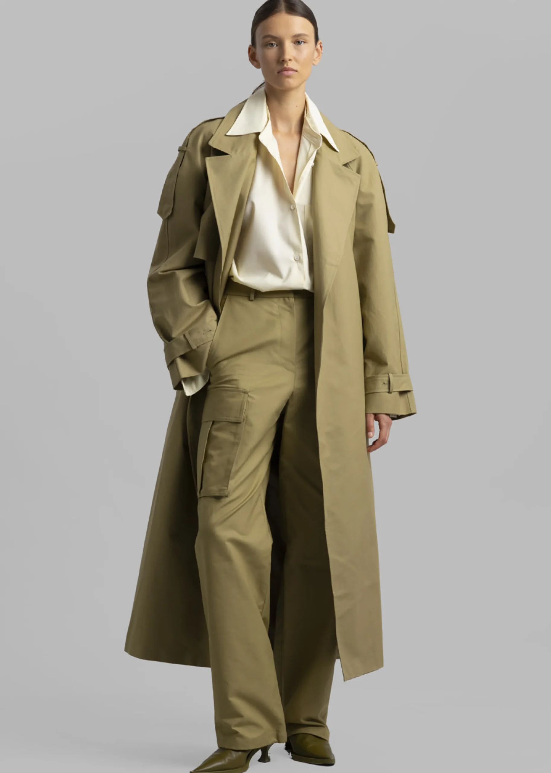 The Frankie Shop Suzanne Trench Coat Khaki Hot