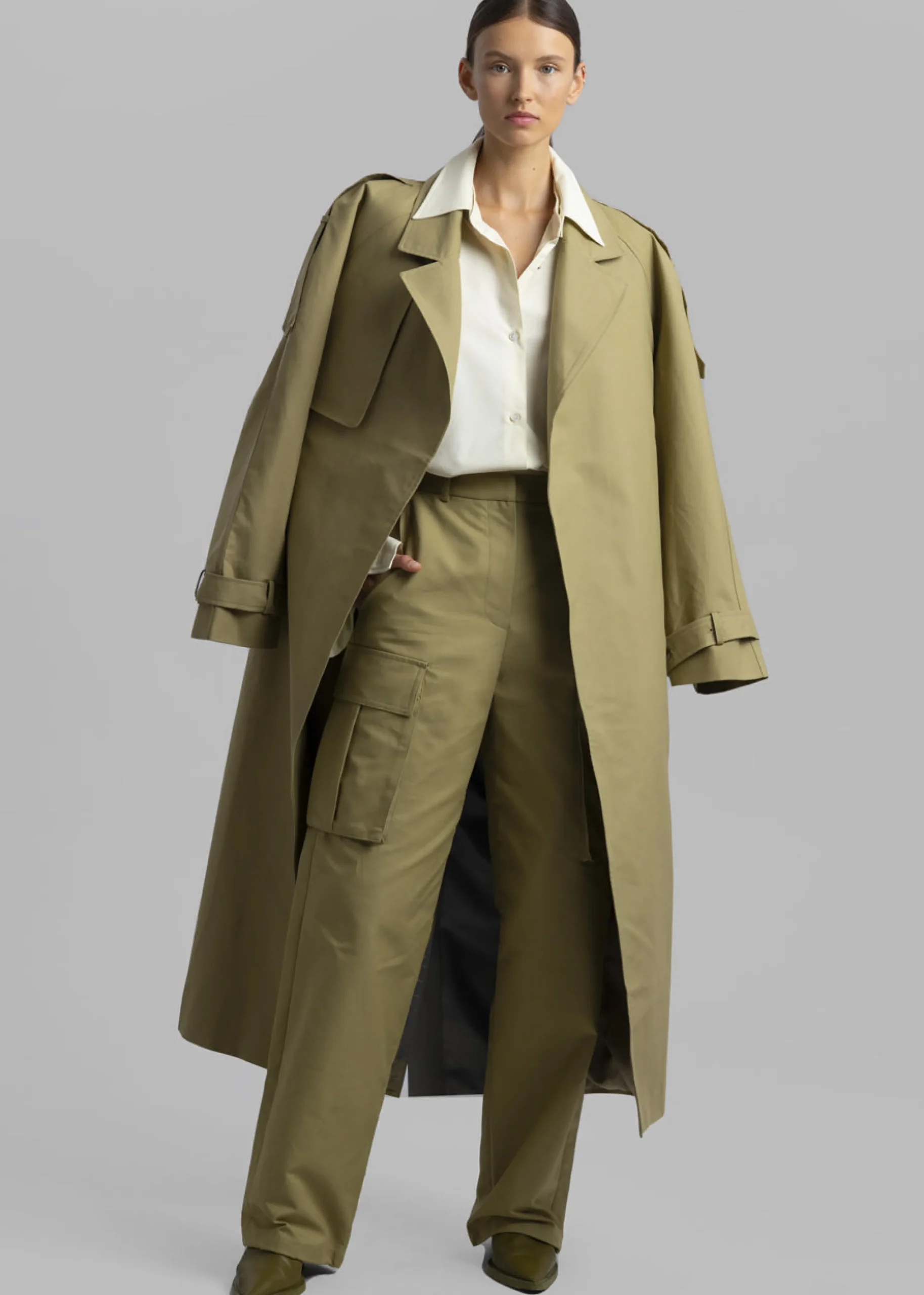 The Frankie Shop Suzanne Trench Coat Khaki Hot